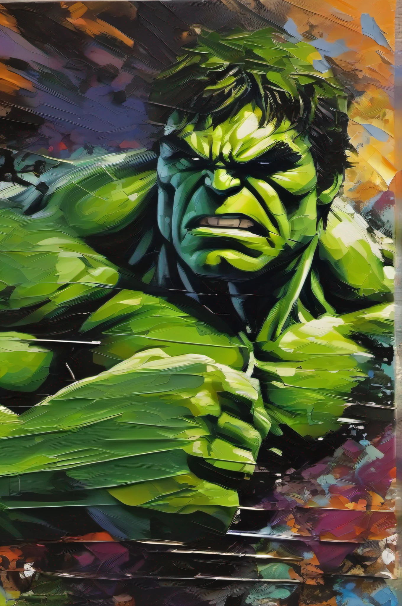 The Hulk, palette knife painting
