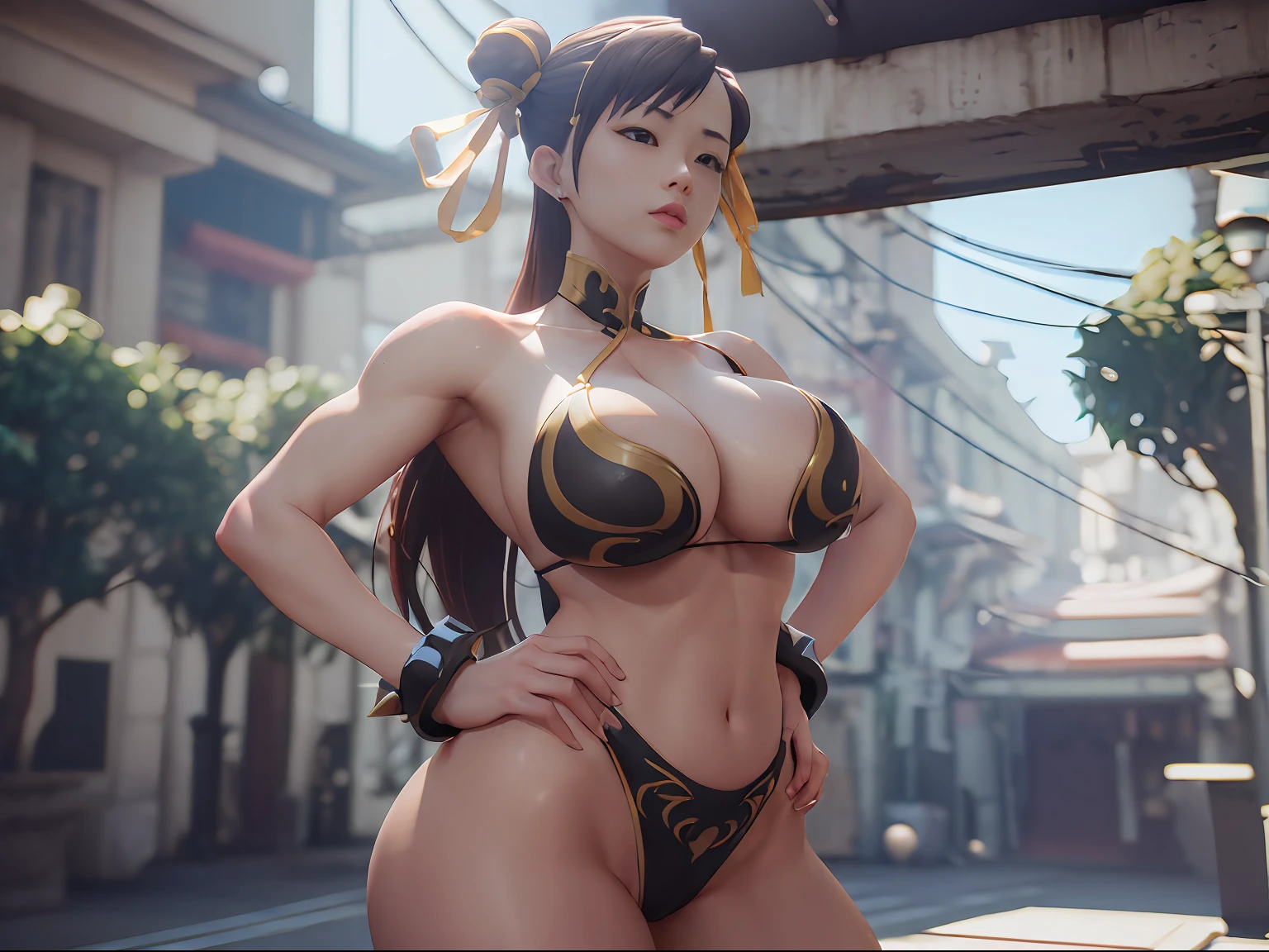 (((chin li))) (from streetfighter ),tetas perfectas, adolescente ,trasero grande, lindo sexy sensual cuerpo perfecto ,leotardo  (((fondo se puede ver lugar lugubres)),cuerpo completo 8k , hiperrealista, (((como renderizado de Unreal Engine))) (grandes tetas) todo que parece a un render 3d(((on an empty background)))