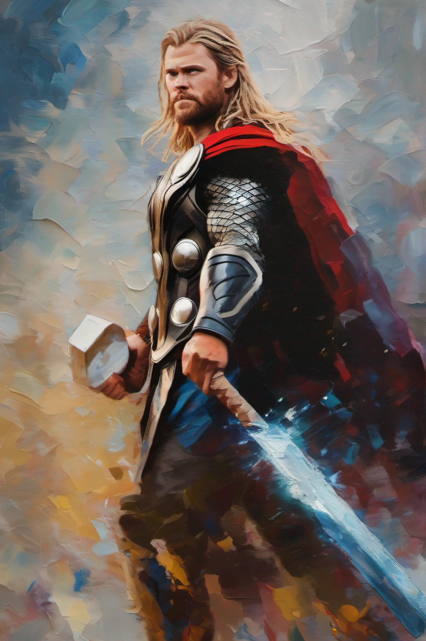 Thor (MCU), palette knife painting