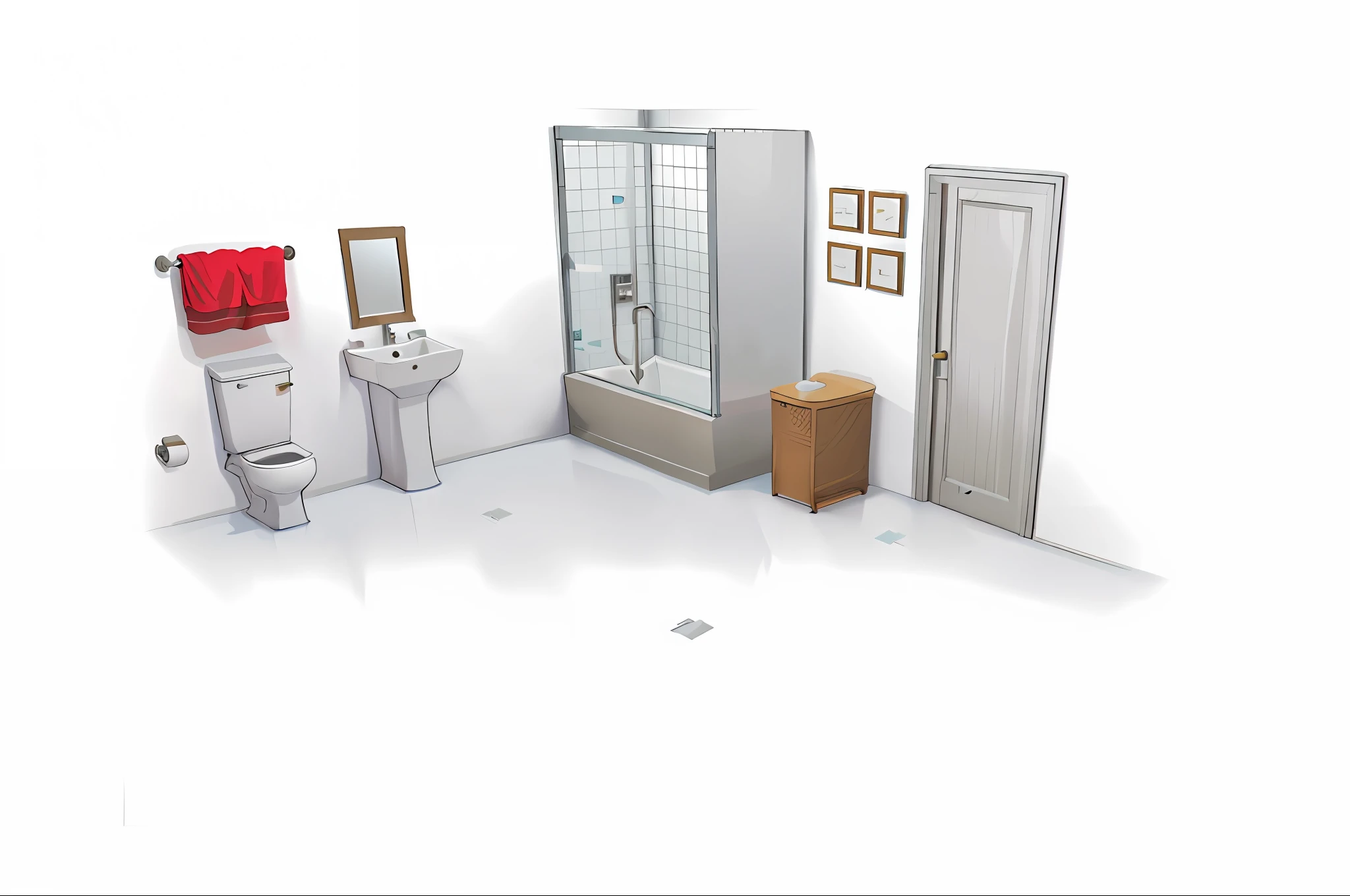 There is a bathroom with toilet,  espelho e chuveiro,