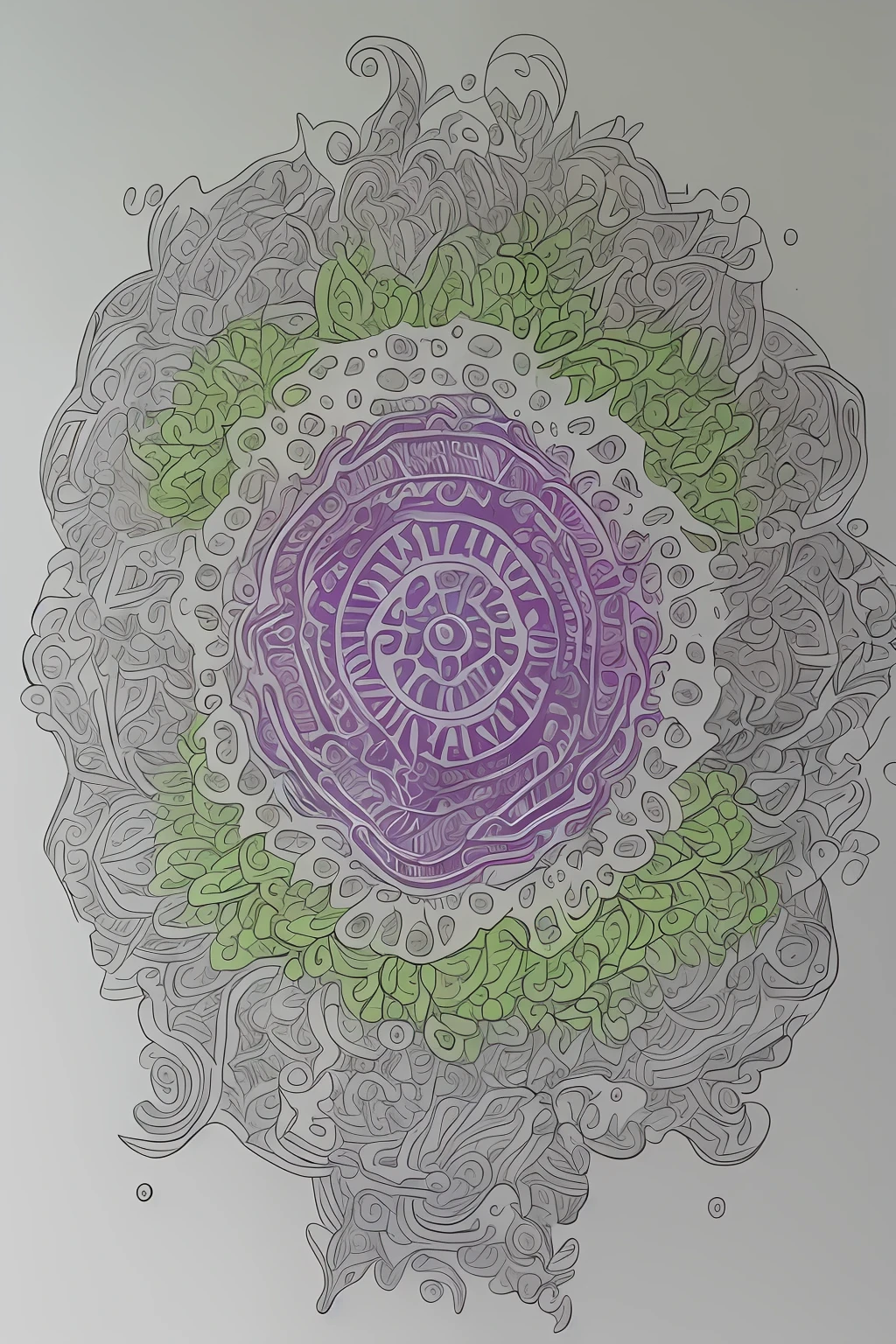 mandala com cores verde e violeta, flor da vida, chakras, 16 k