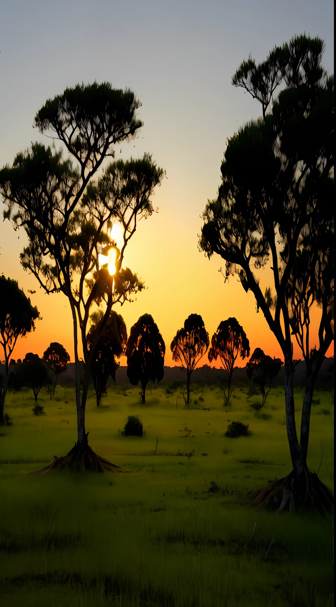 Twilight in the Brazilian cerrado in August with few trees!