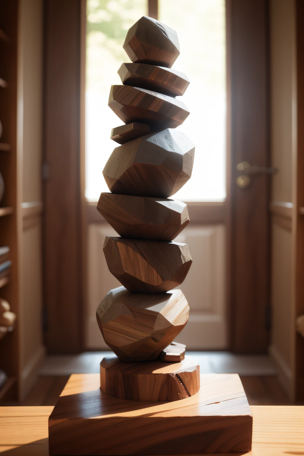 sculpture made of wood and stone