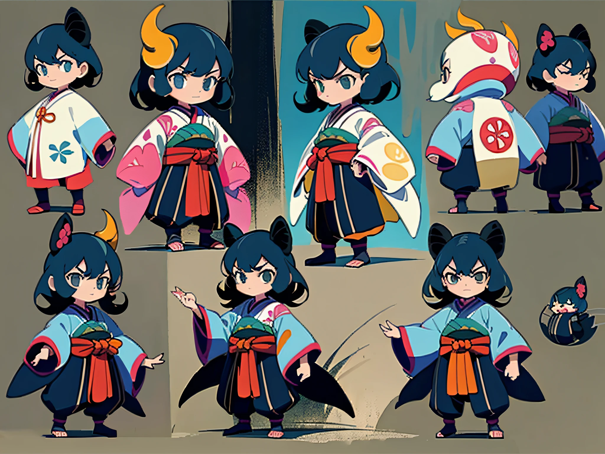 ((obra-prima)), (((melhor qualidade))), (folha de design de personagem, mesmo personagem corpo inteiro, testa, lado, Costas), Sketches of a young Japanese Asian body head with black samurai kimono and vernel ,arms spread open , Serious look with katana sword in hand High quality character design, arte de design de personagem, Arte infantil em Artstation, design de personagem altamente detalhado, arte conceitual de desenho animado, design de personagem, design de personagem profissional, arte conceitual de design de personagem, Colorful concept art design illustration, arte de conceito de personagem, Design de personagem estilizado, [ design de personagem