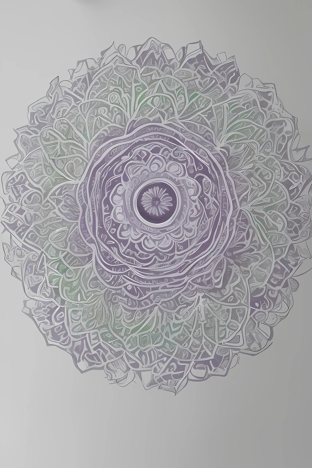 mandala realistica, cores verde e violeta da cura, zen, holistica, terapia, cura, circular