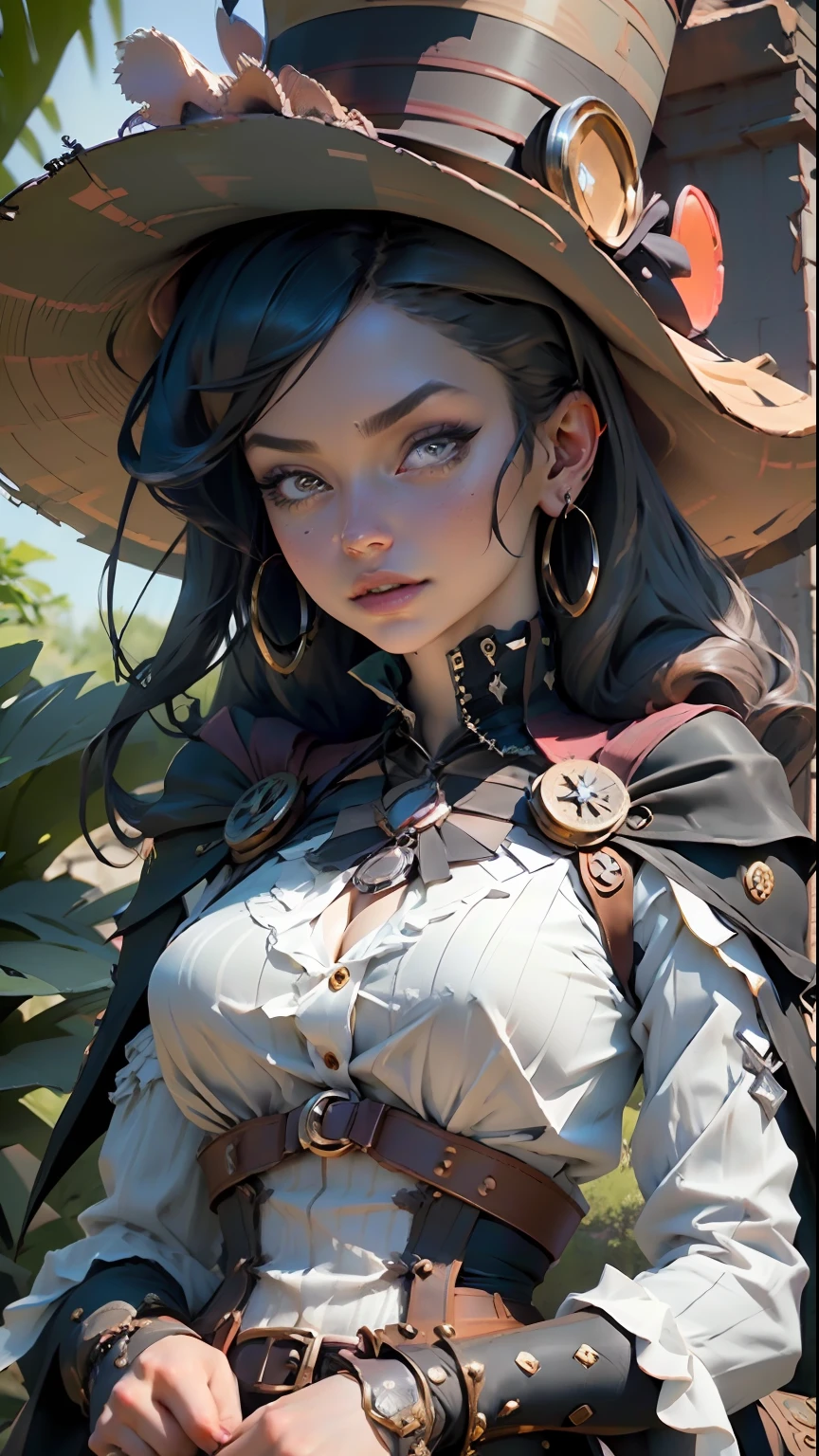 Best quality)), ((masterpiece)), (detailed:1.4), 3D, Beetlejuice woman cosplay wiltshire hill cemetery, steampunk corset, steampunk top hat, in the style of striped compositions, nightcore, green and black stripes stockings, meticulous, malicious gal , mars ravelo, eccentric props ,HDR (High Dynamic Range),Ray Tracing,NVIDIA RTX,Super-Resolution,Unreal 5,Subsurface scattering,PBR Texturing,Post-processing,Anisotropic Filtering,Depth-of-field,Maximum clarity and sharpness,Multi-layered textures,Albedo and Specular maps,Surface shading,Accurate simulation of light-material interaction,Perfect proportions,Octane Render,Two-tone lighting,Wide aperture,Low ISO,White balance,Rule of thirds,8K RAW,