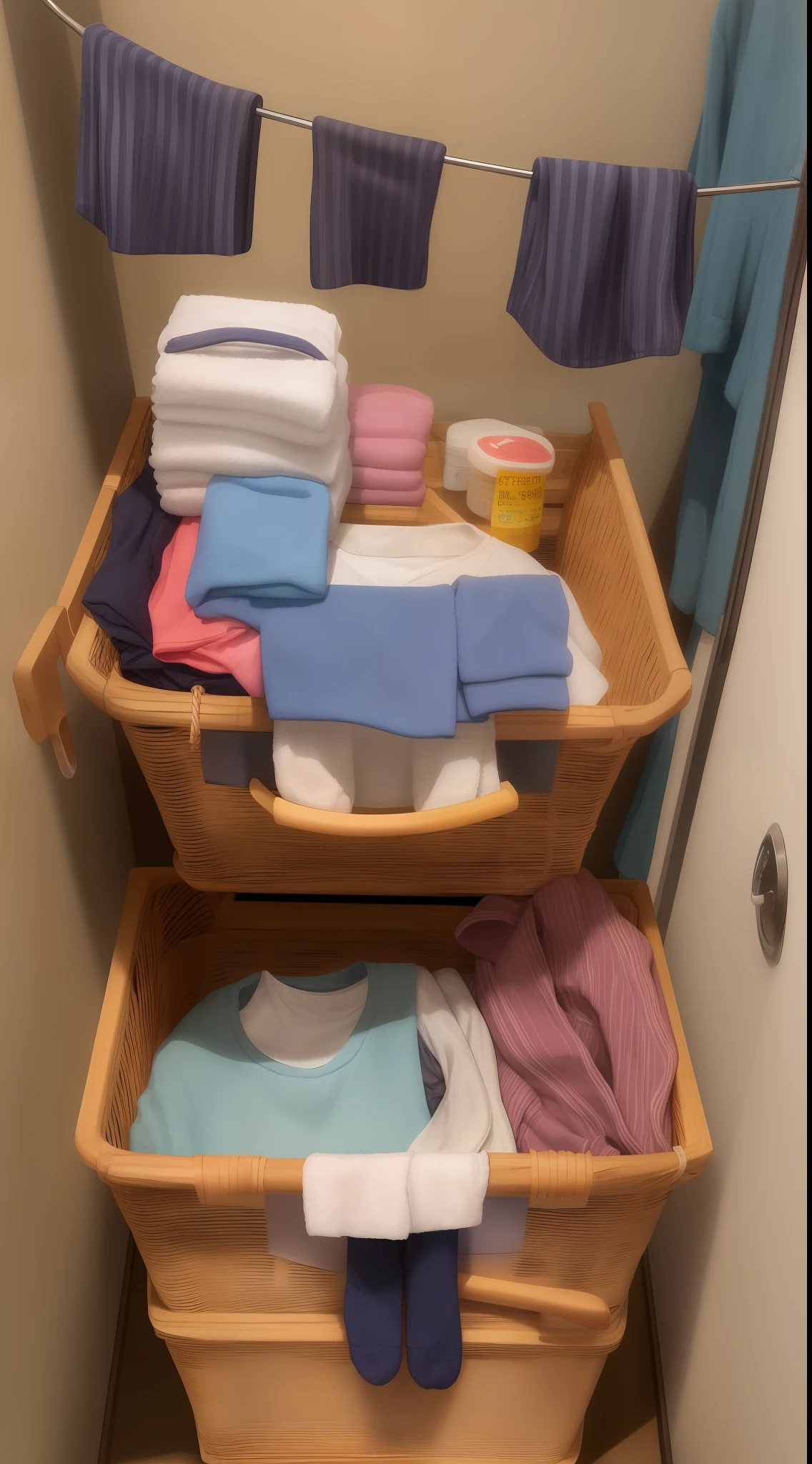 Face towel,Laundry basket,Clothesline,socks,no person