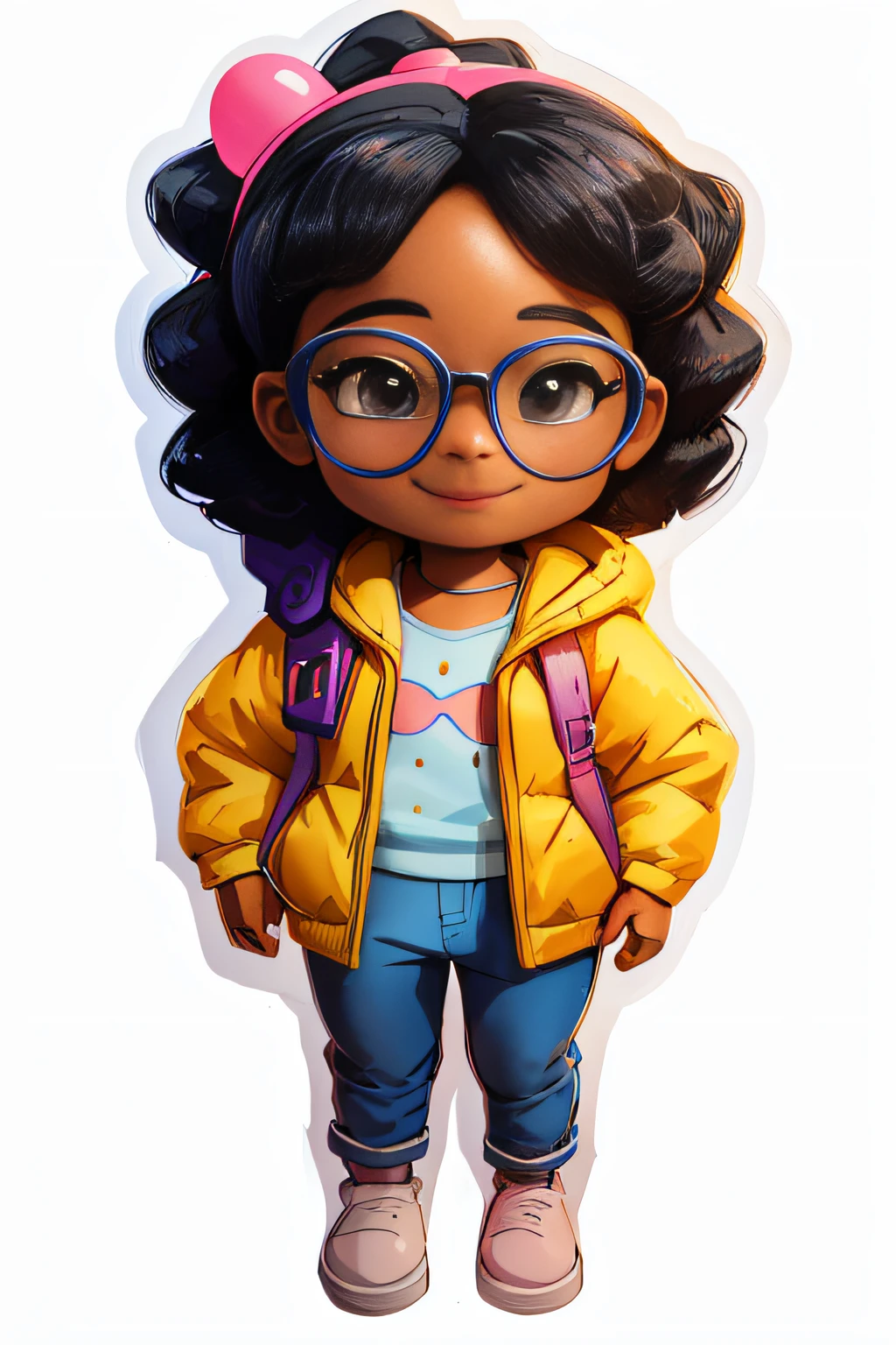 a close up of a cartoon character with glasses and a backpack, smiling, happy, highly detailed character design, highly detailed character, cute character, cartoon art style, cartoon style illustration, full body character portrait, cute cartoon character, detailed character portrait, official character illustration, character illustration, character full body portrait, cartoon artstyle, portrait character design, character concept portrait of me