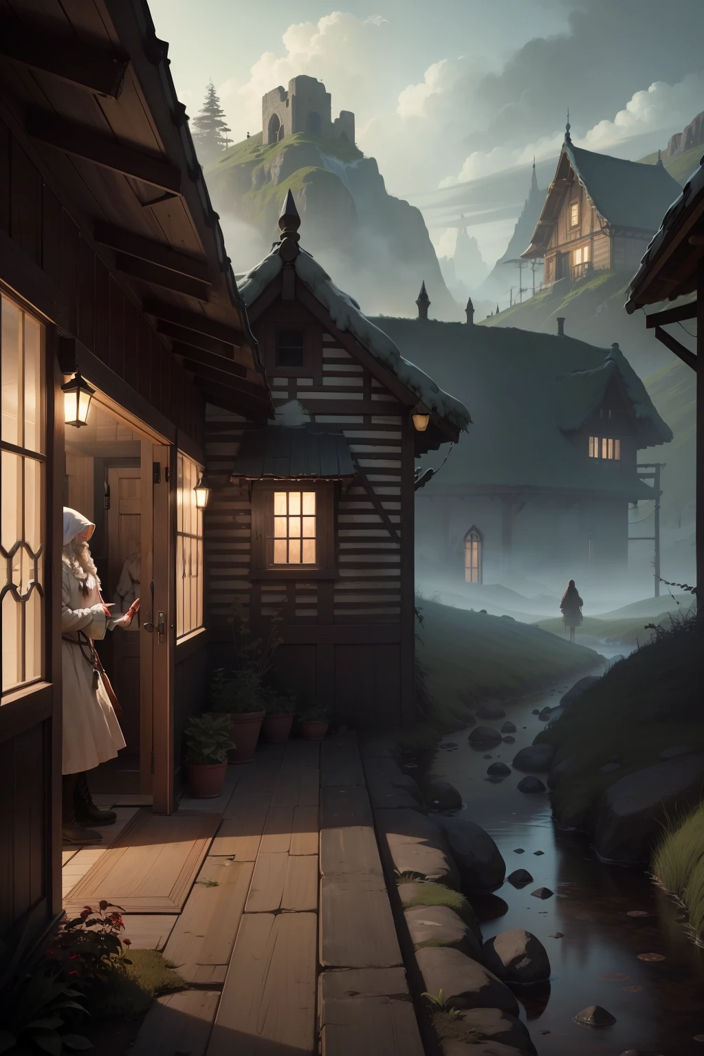 A portrait of a colony of spirits living on the threshold, How is the weather during the day on the threshold.