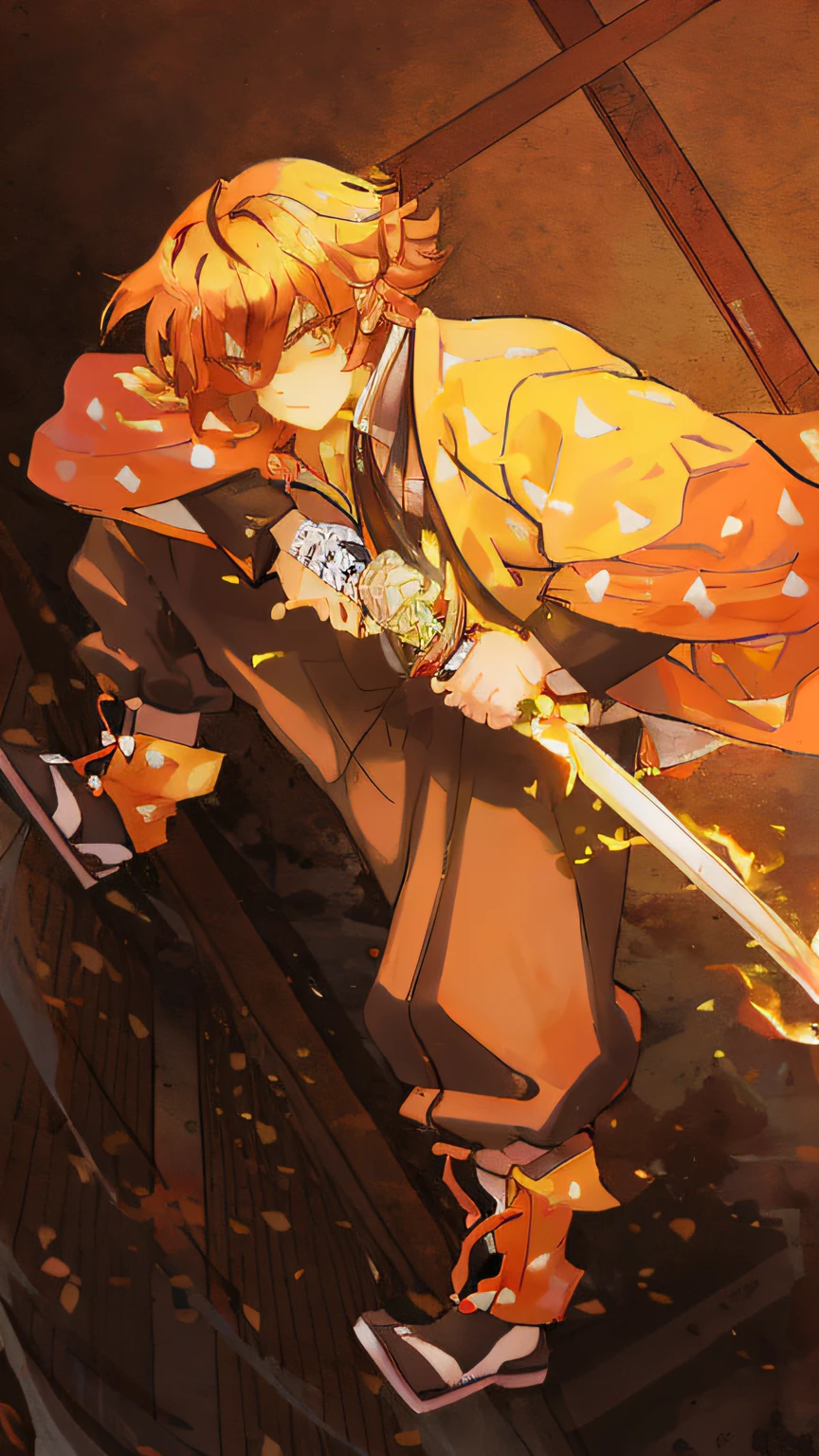 anime character with a sword and a fire in his hand, flaming katana, Holding a flaming sword, demon slayer rui fanart, wielding a flaming sword, demon slayer artstyle, Fanart, Fire!! full bodyesbian, Badass anime 8 K, Flaming Sword, kitsune holding torch, fox nobushi holding a naginata, offcial art, author：New Art