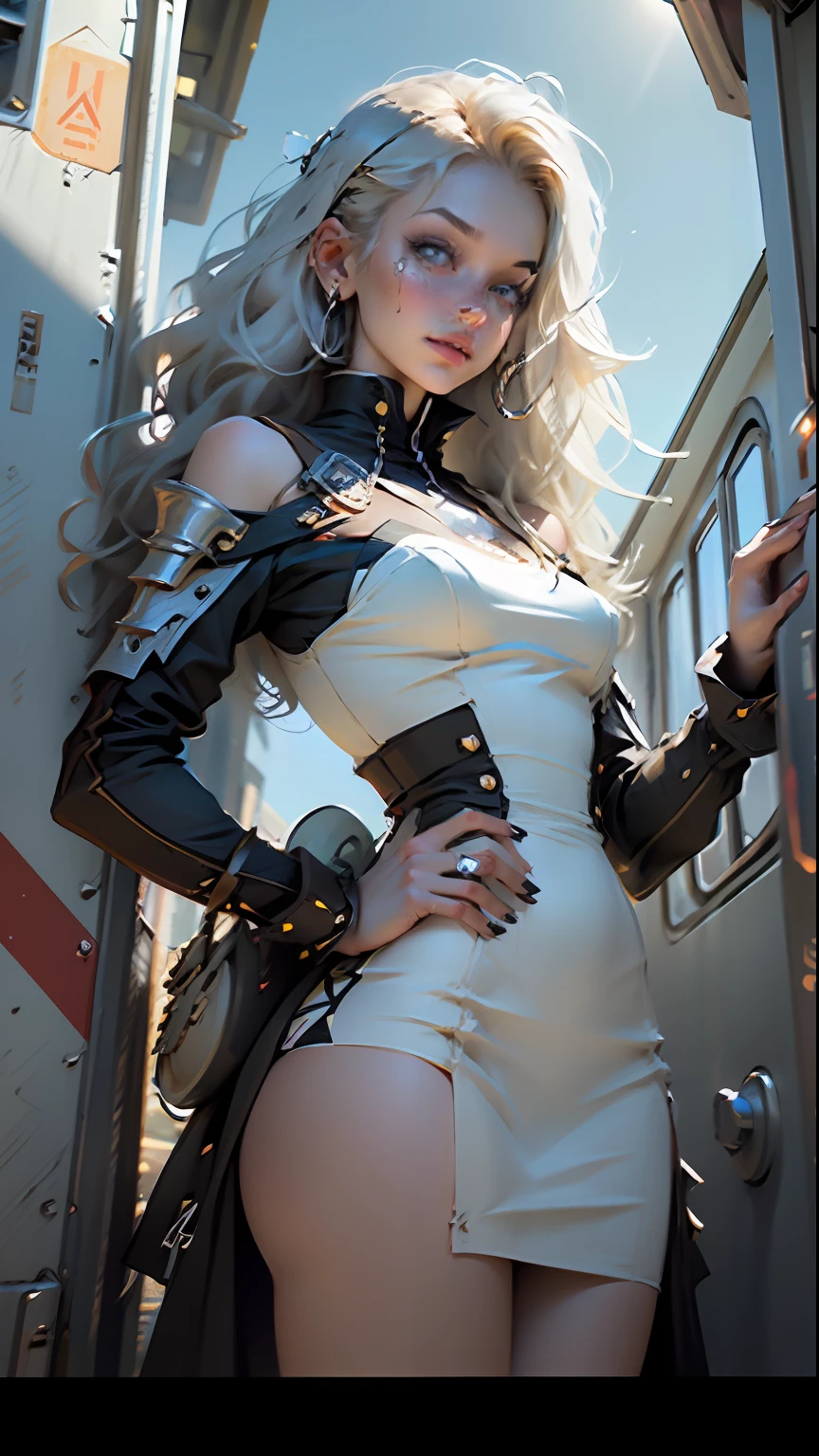 ((Best quality)), ((masterpiece)), (detailed:1.4), 3D, girl in steampunk dress standing next to train, in the style of rita kernn-larsen, feminine sensibilities, goth, 1860–1969, suzan pitt, photo taken with provia, sydney prior hall,Unreal 5,Subsurface scattering,PBR Texturing,Post-processing,Anisotropic Filtering,Depth-of-field,Maximum clarity and sharpness,Multi-layered textures,Albedo and Specular maps,Surface shading,Accurate simulation of light-material interaction,Perfect proportions,Octane Render,Two-tone lighting,Wide aperture,Low ISO,White balance,Rule of thirds,8K RAW,