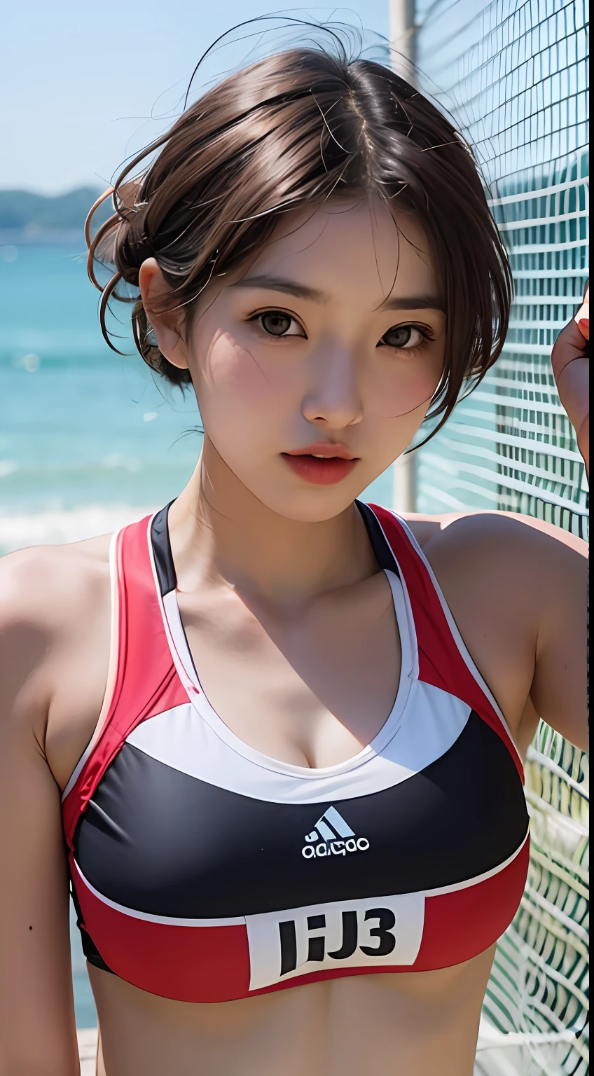 25-years old,Beautuful Women,Shorthair,Beach volleyball player,Colossal tits,gravure,Raw photo, --auto