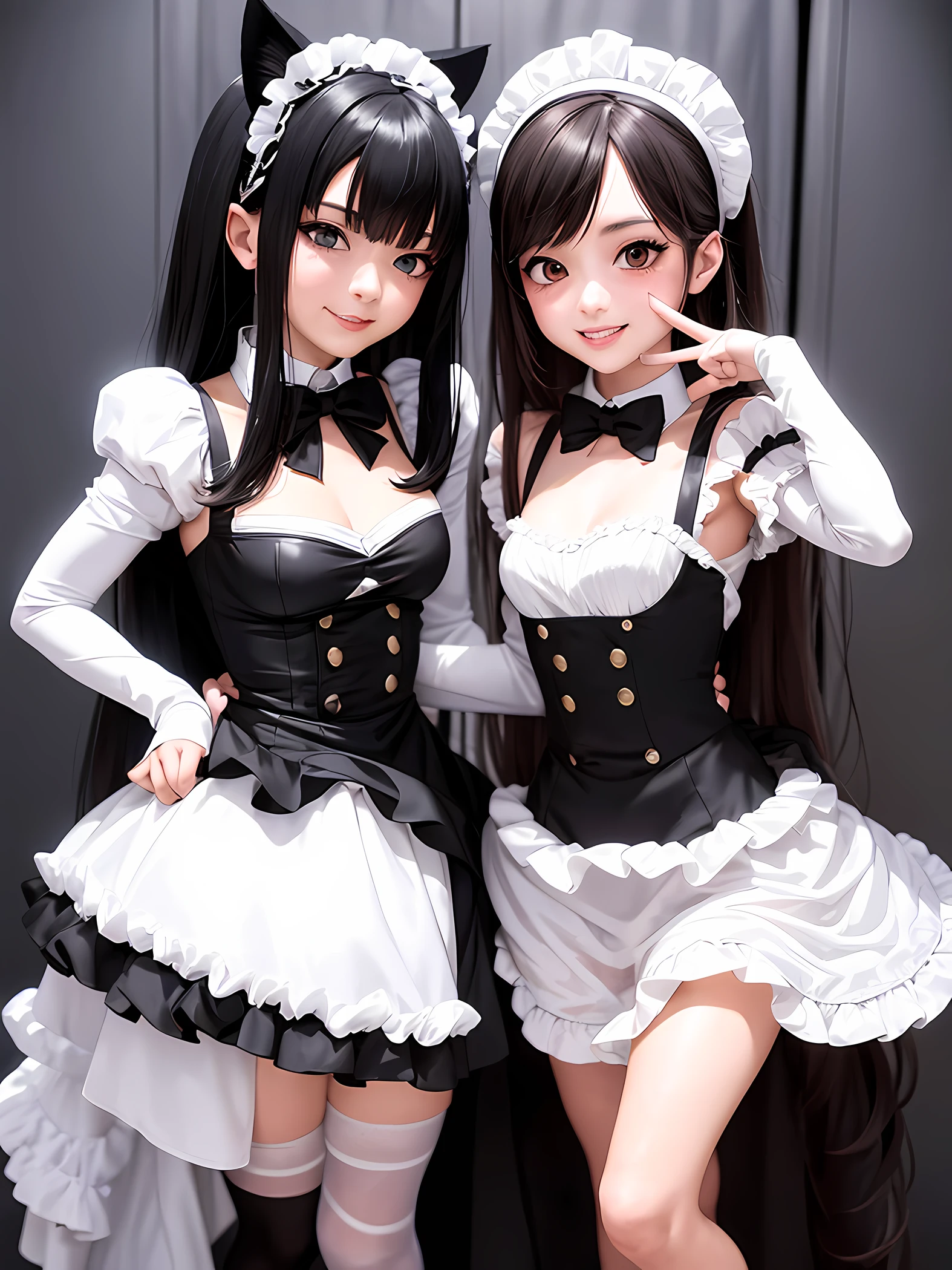 Alafi in black and white costume posing for photo, Anime girl cosplay, Anime Cosplay, Cosplay, cosplayer, cosplay foto, Bunny Girl, cosplay of a catboy! maid! Dress, Nekomimi, full-cosplay, Poses variadas, attractive cat girl, Anime Character; Full Body Art, hot topic anime convention, professional cosplay