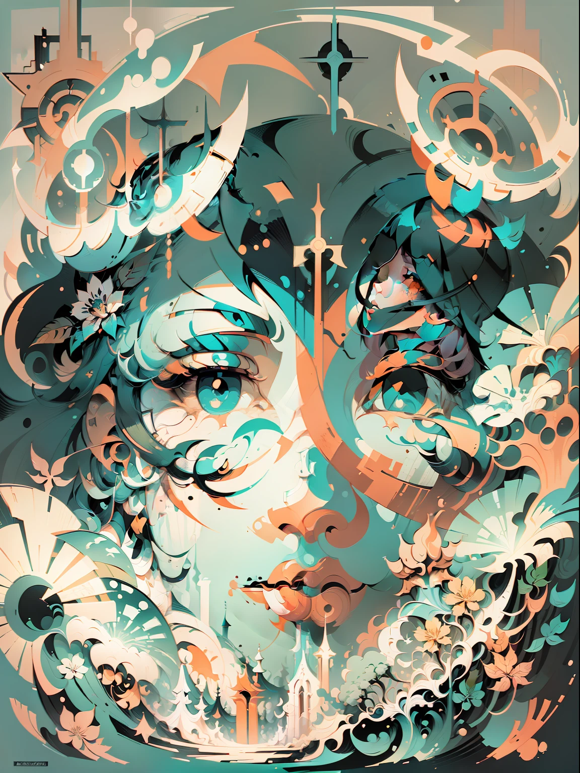 Flat vector drawing, A masterpiece of creativity, Mysticism, parallel, Z, hiquality, finely detail