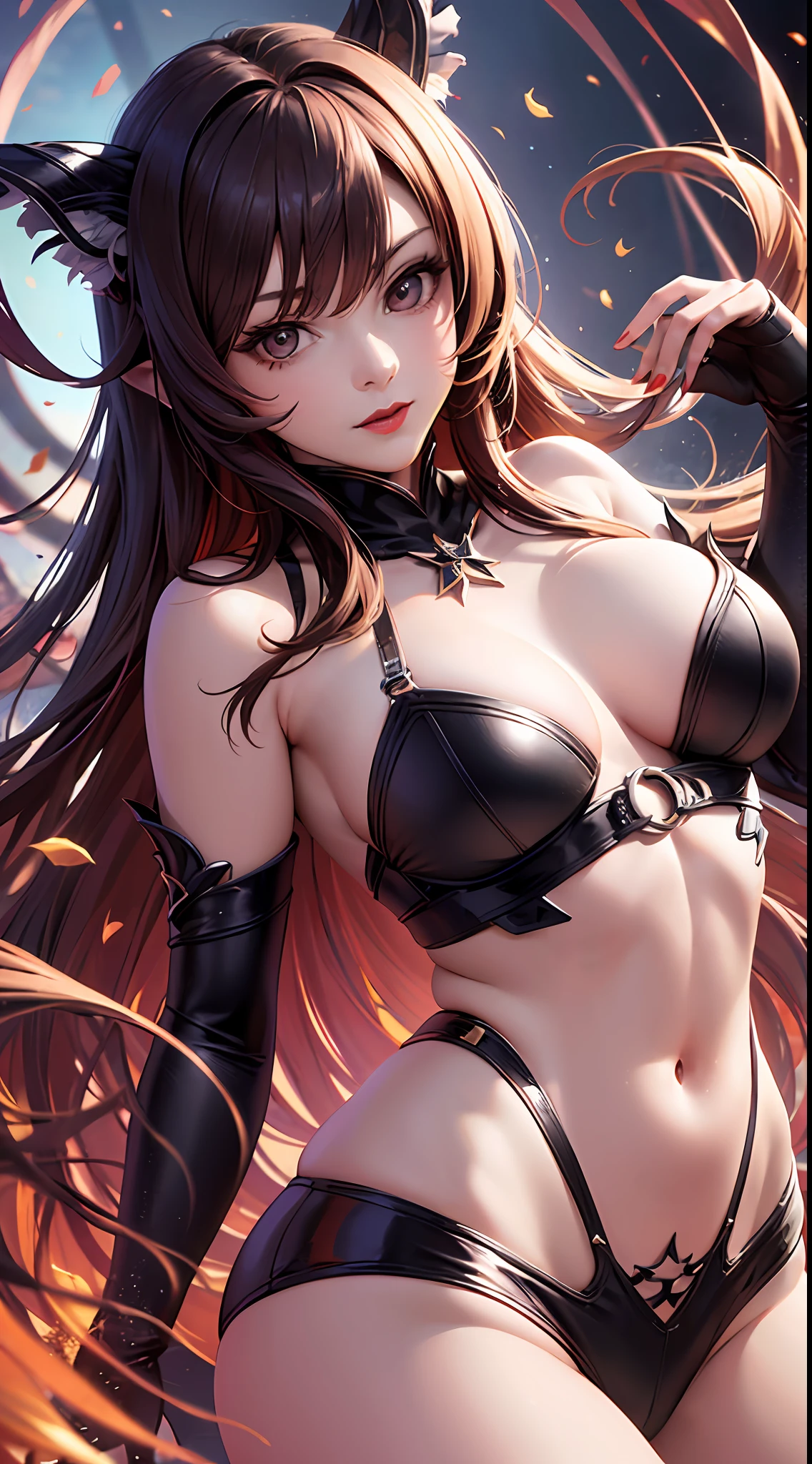 Ultra resolution, 8k , maximum illumination, foto realismo , Mulher alta , middlebreasts, medium hips, base ( Rias Gremory ) , cabelos vermelhos, red-lips , 18 anos .