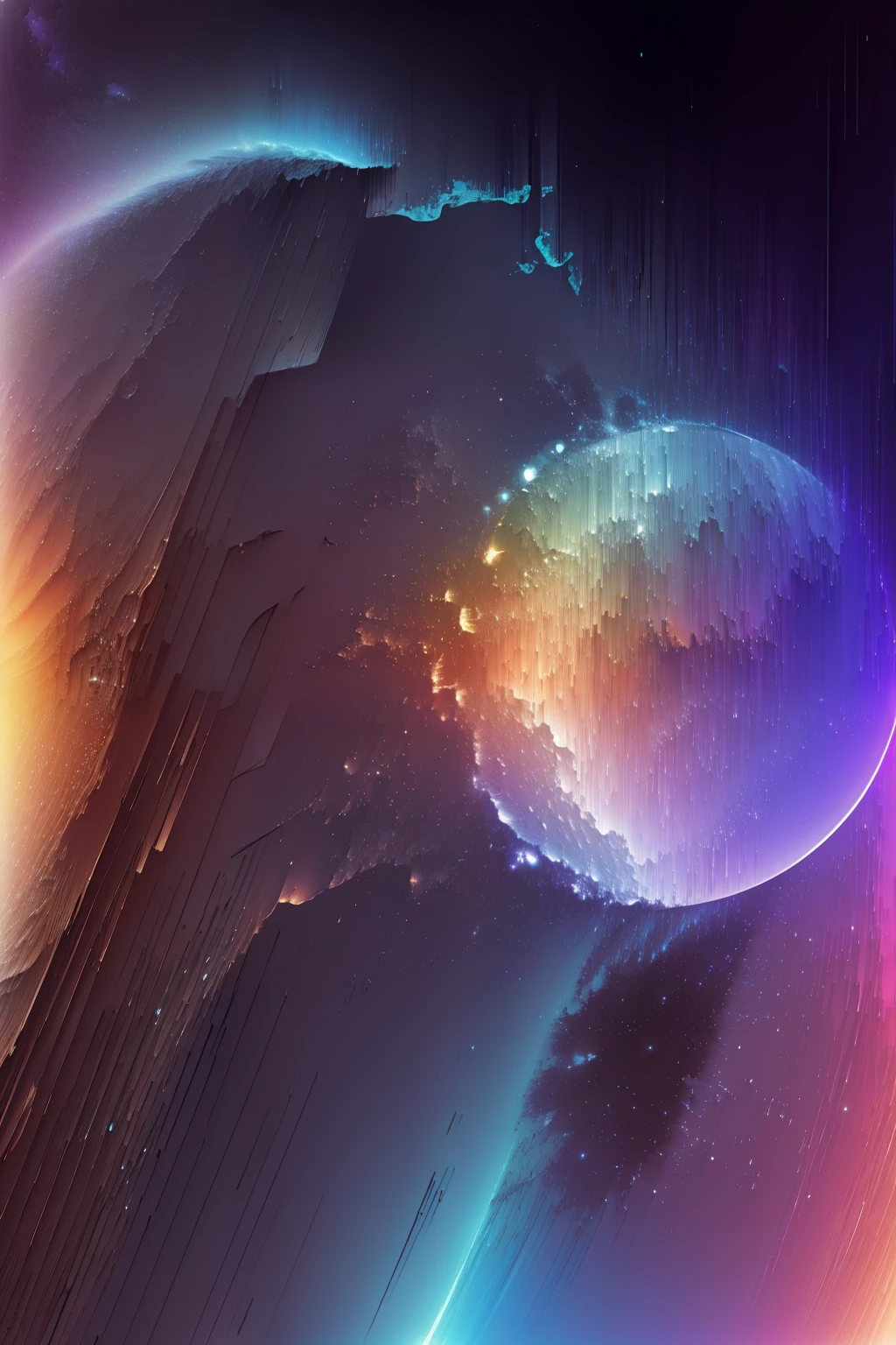 pixel sorting, very pretty girl emerged in eternal tera stream of everlasting data flowing through infinite light dispersion loop in the world of chaotic undulation optical illusions, celestial outerworld, lut, hdr, dramatic light, digital art, redshift render, raytraced image, behance hd, ( African symbols) tons castanhos, [skin black]