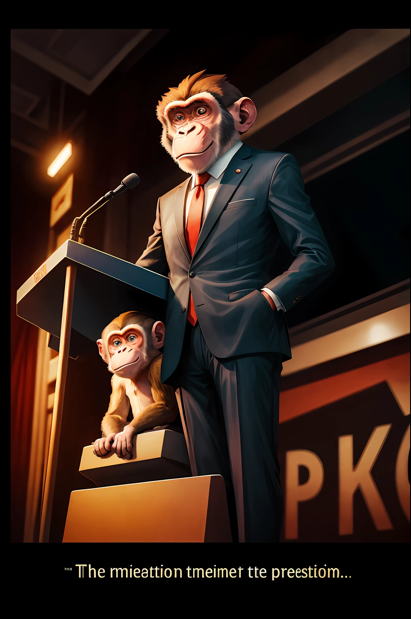 The monkey president is giving a speech --auto
