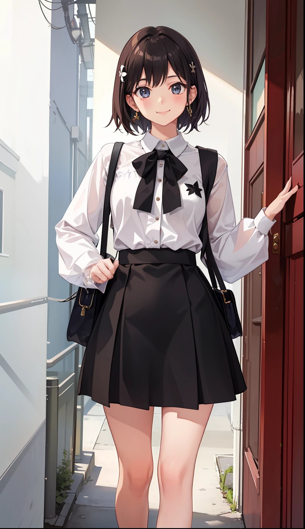 1girl in、A smile、A delightful!The shirt、skirt by the、（small tits）