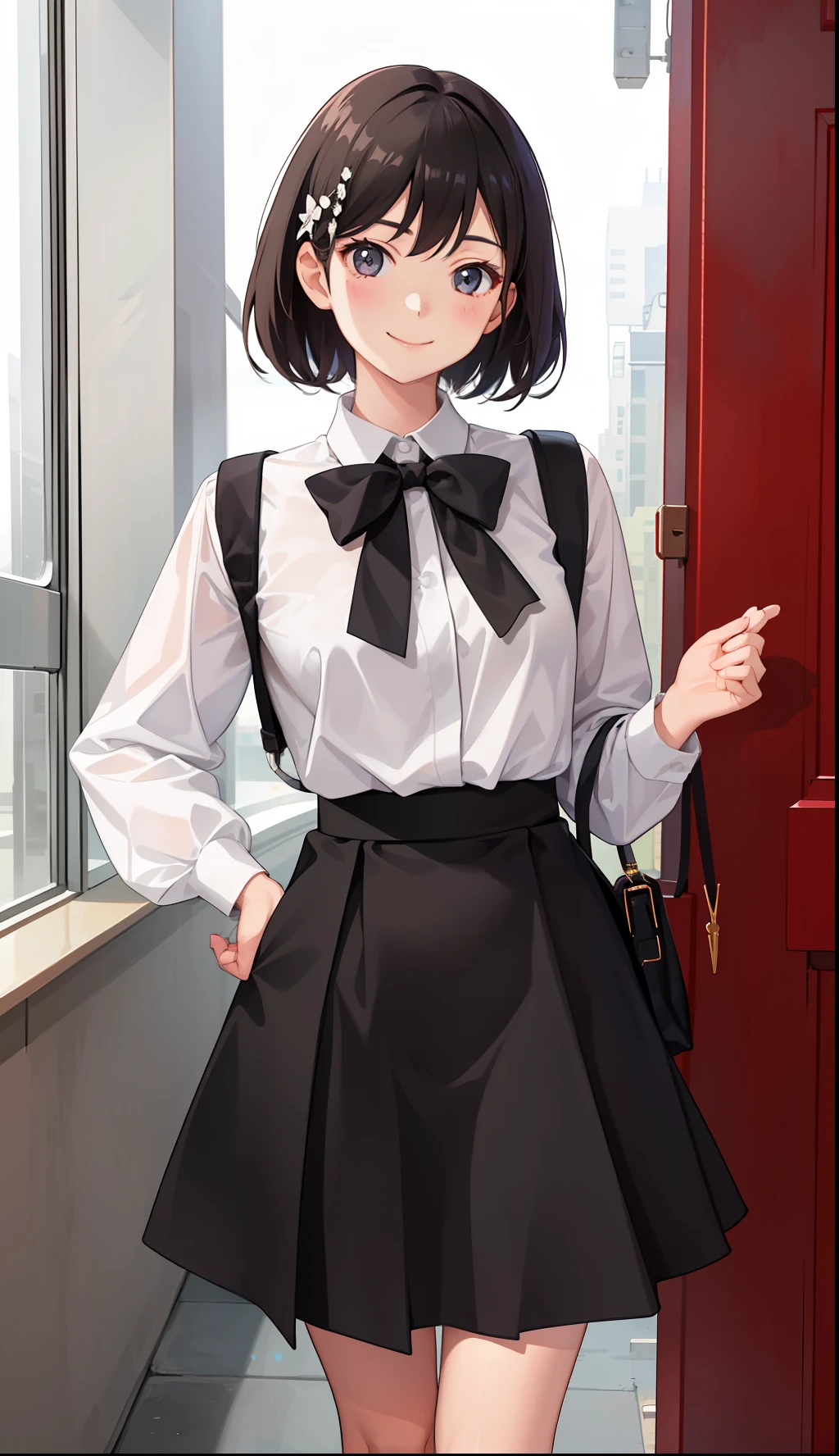 1girl in、A smile、A delightful! The shirt、skirt by the、(small tits)