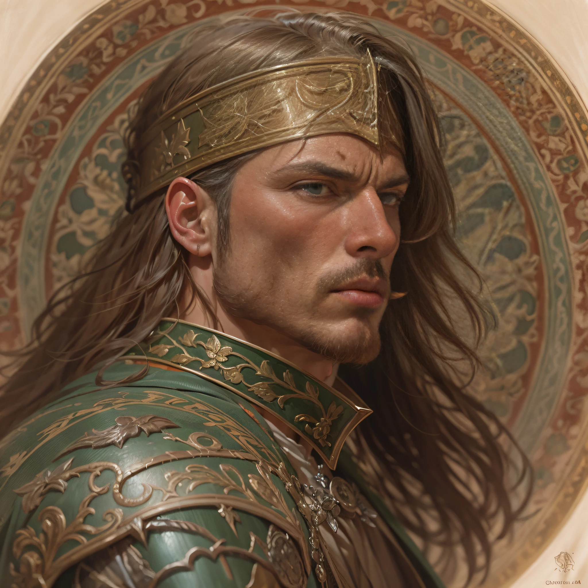 European medieval warrior, style of Donato Giancola