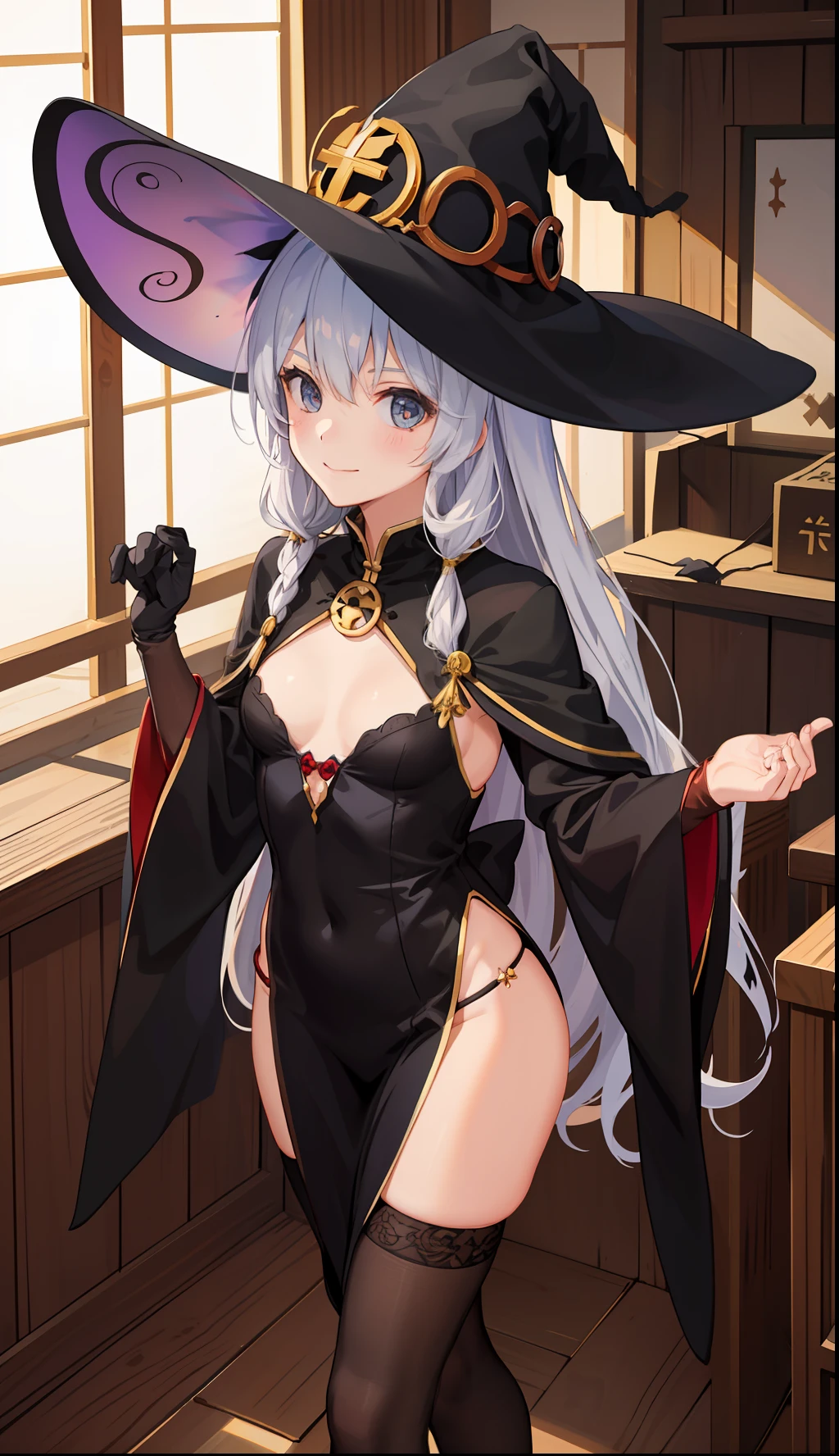 1girl in、A smile、shrines、Witch costume、(small tits)