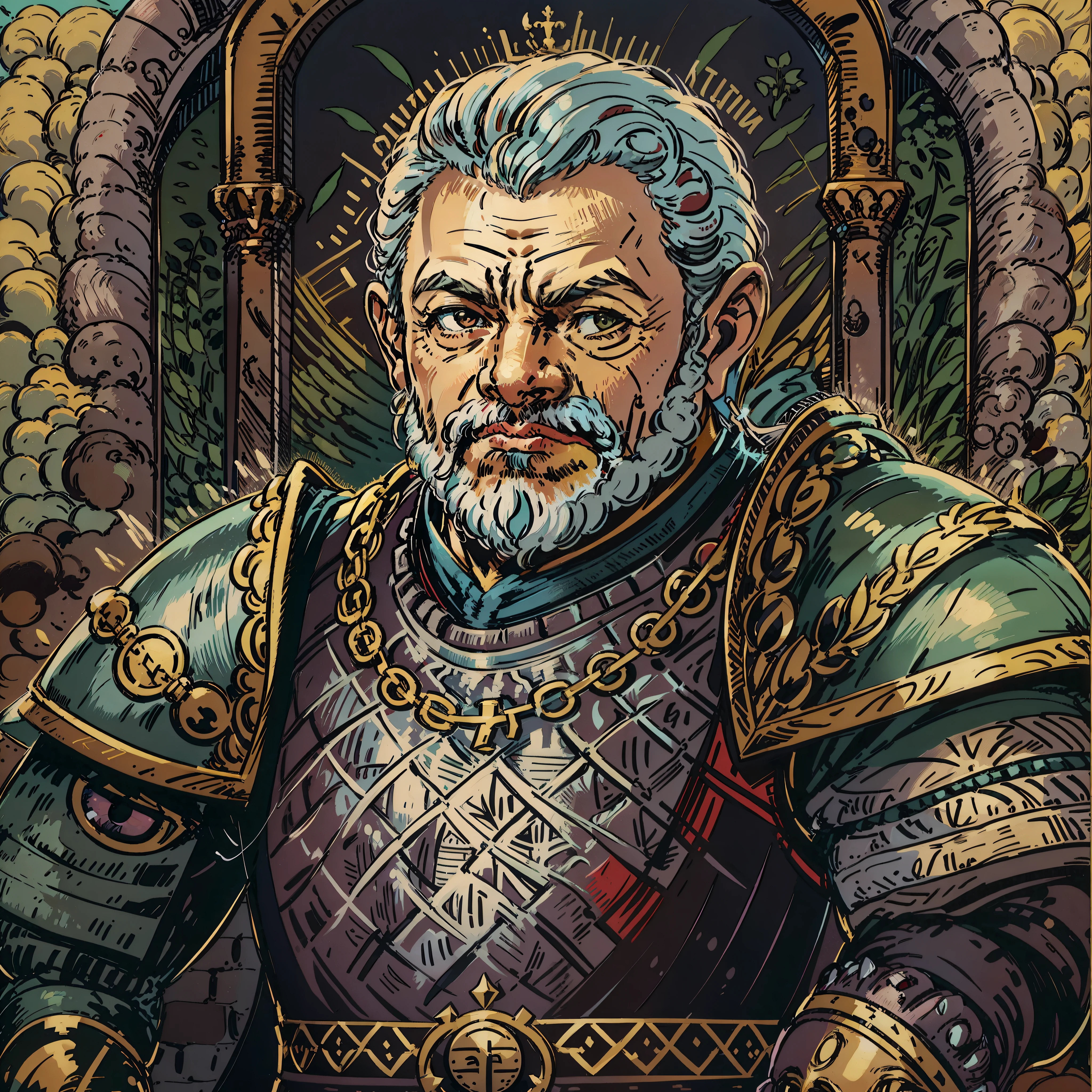 lula brazilian president look a like, Senhor, Personagem de RPG, fantasia medieval, fechar retrato, Armadura preta, castelo de fundo