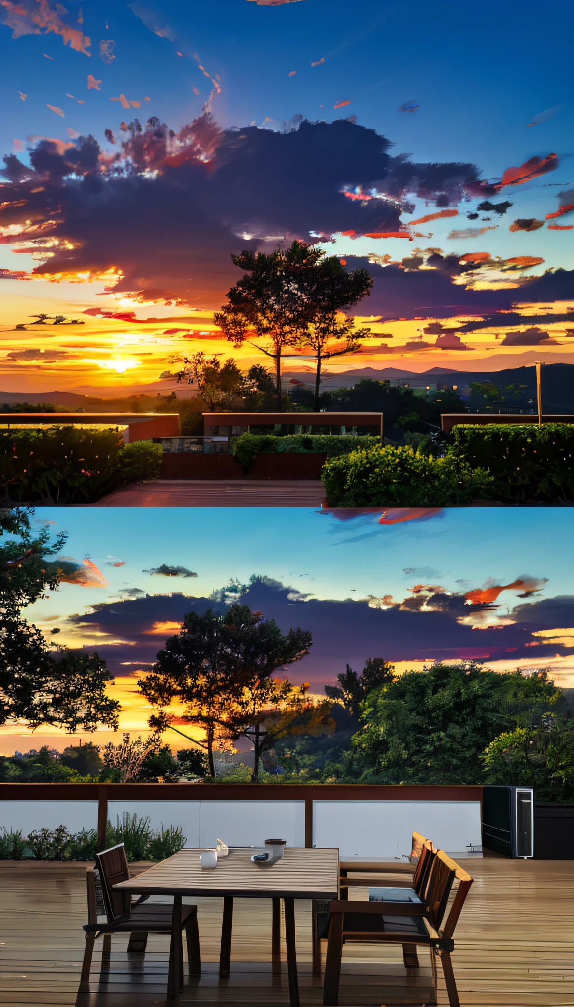Sunset, evening glow, distant view, realistic, rich colors, gorgeous and colorful, wide-angle lens, shooting in the evening, positive film, naturalistic style, high-definition filming.