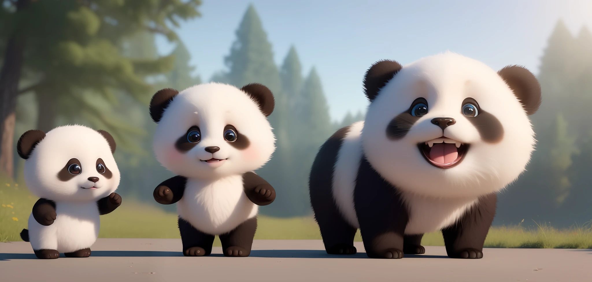 (masterpiece), (best quality), (ultra-detailed), (full body:1.2), Super cute, Baby, Pixar, Baby panda in pajamas, Big bright eyes, Fluffy, Smile, Delicate and fine, Fairy tales, Incredibly high detailed, Pixar style, Bright color palette, Natural light, Simple background with pure color, Octane render, Trending on Artstation, Gorgeous, Ultra wide angle, 8k, HD, Realistic