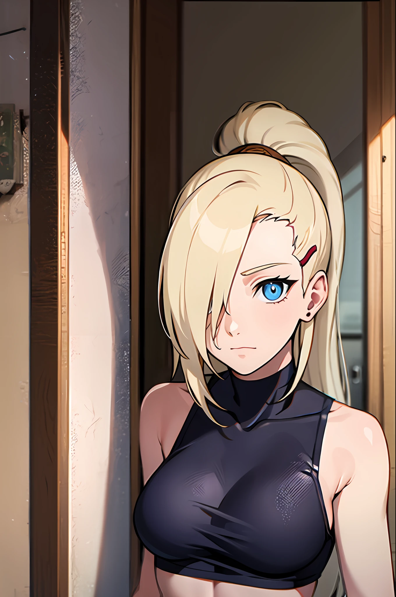 "Yamanaka Ino, cuerpo completo, pijama ojos azules