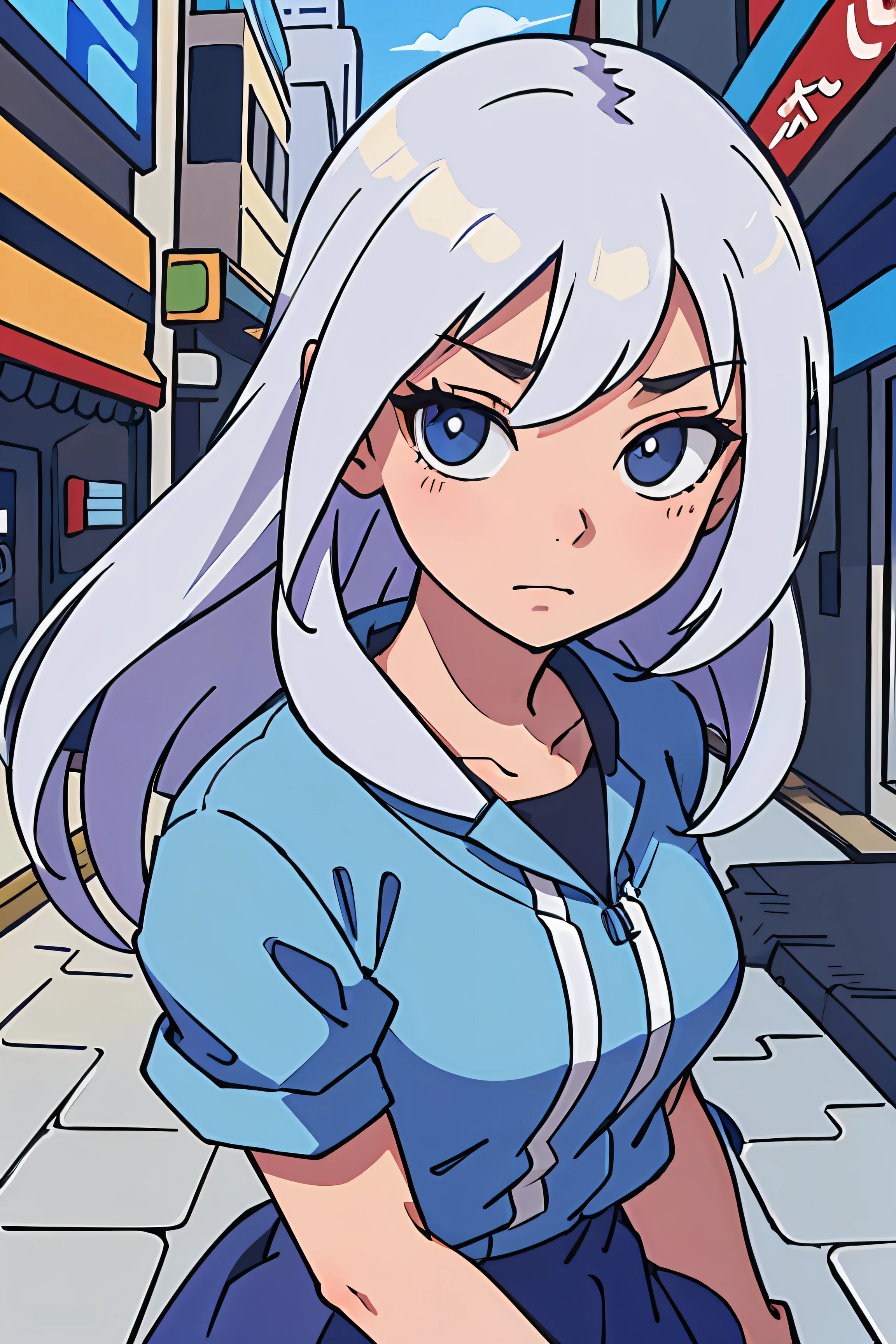 (best-quality:0.8), (best-quality:0.8), perfect anime illustration, extreme closeup portrait of a pretty woman walking through the city