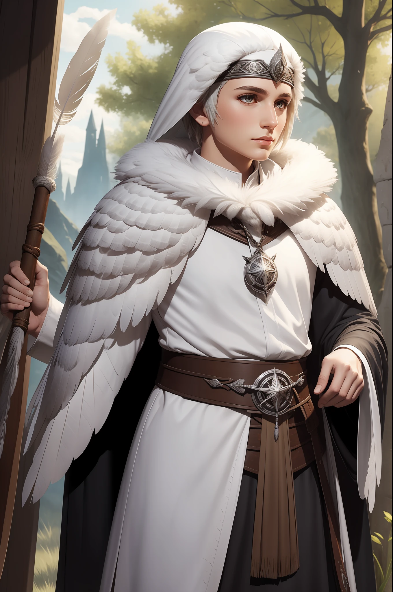 white feather owl, cleric, RPG character