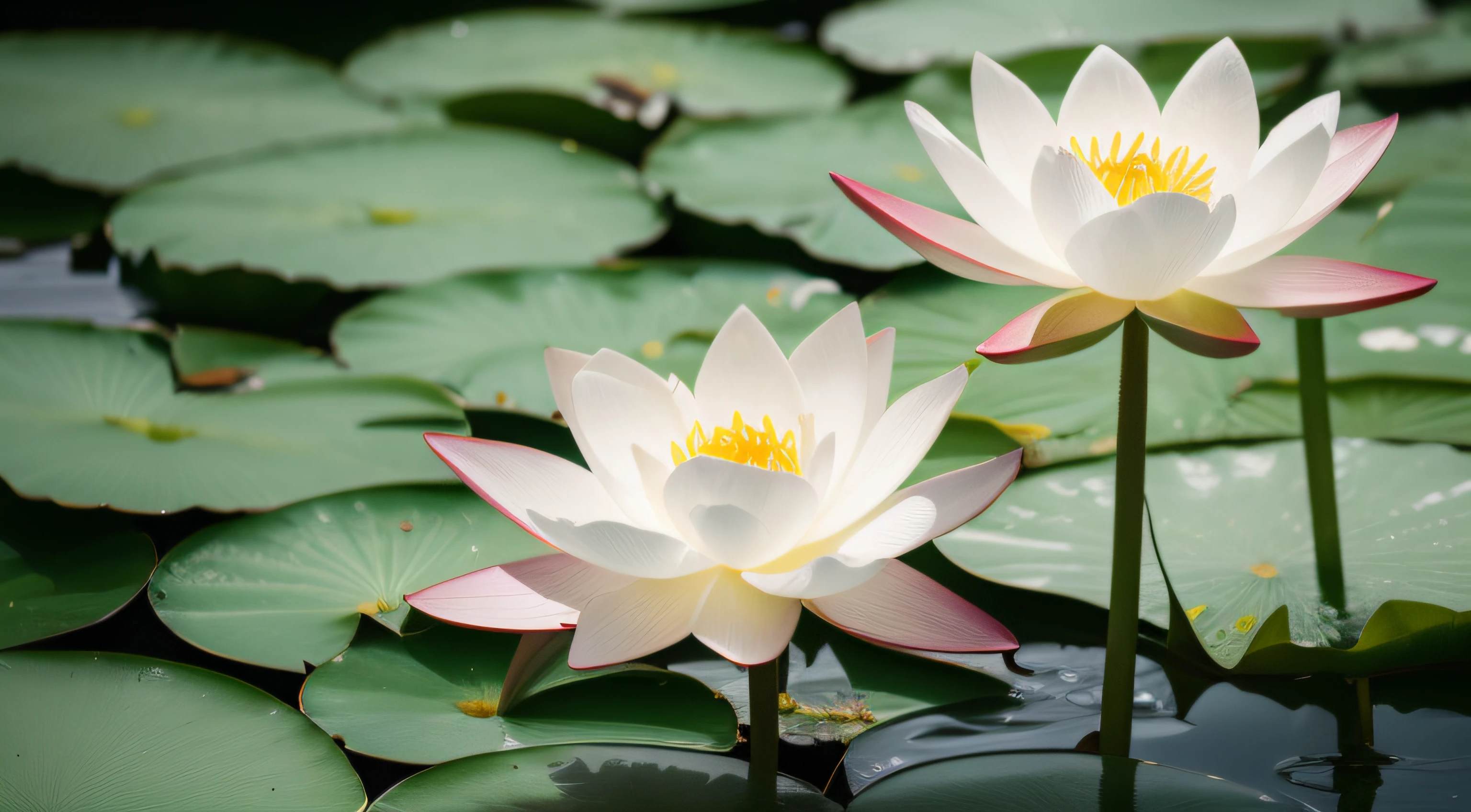 (Large summer poster),(Best qualtiy),master-piece,Best qualtiy,(8k Wallpaper)(Best qualtiy),(Best Illustrations),Summer,(water lily ,lotus leaf),well, ultra-detail