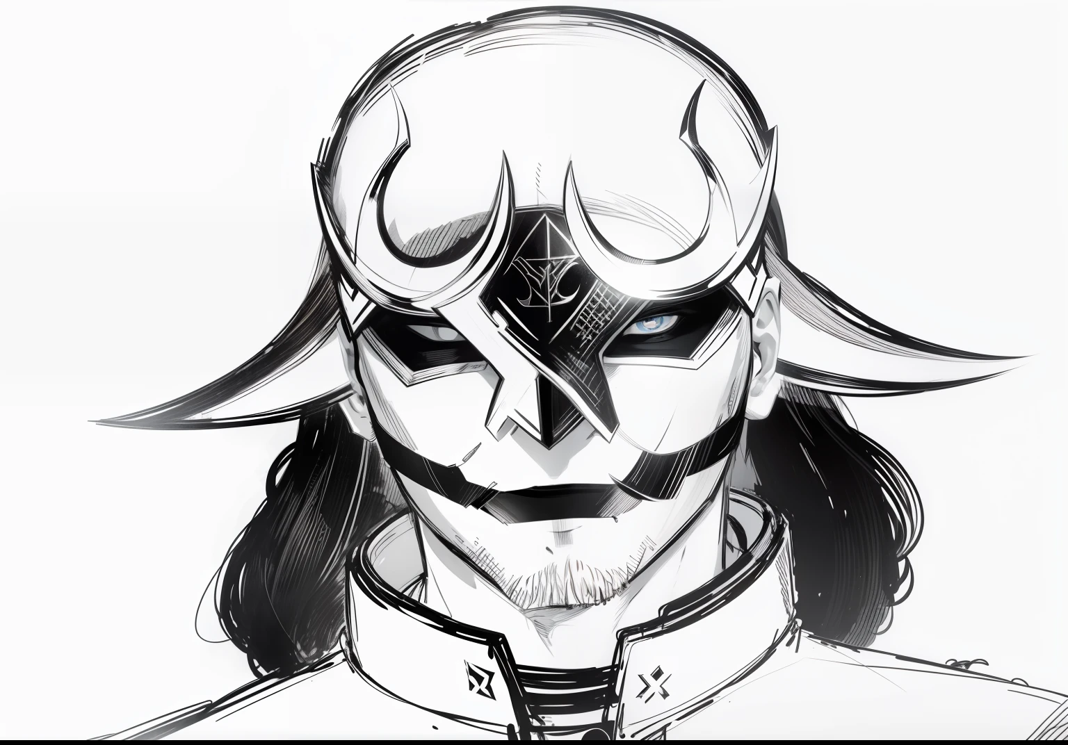 Drawing photorealism masked man with a golden mask in the style God vikings 4K