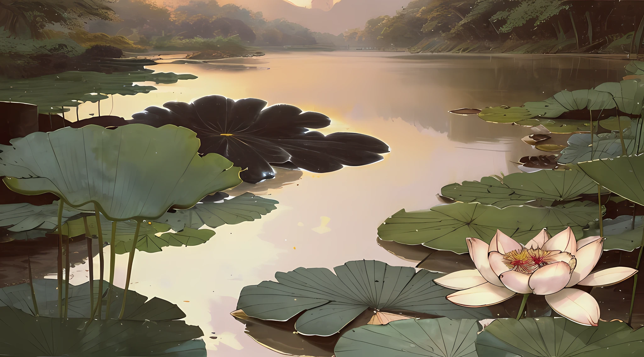 Lotus pond moonlight