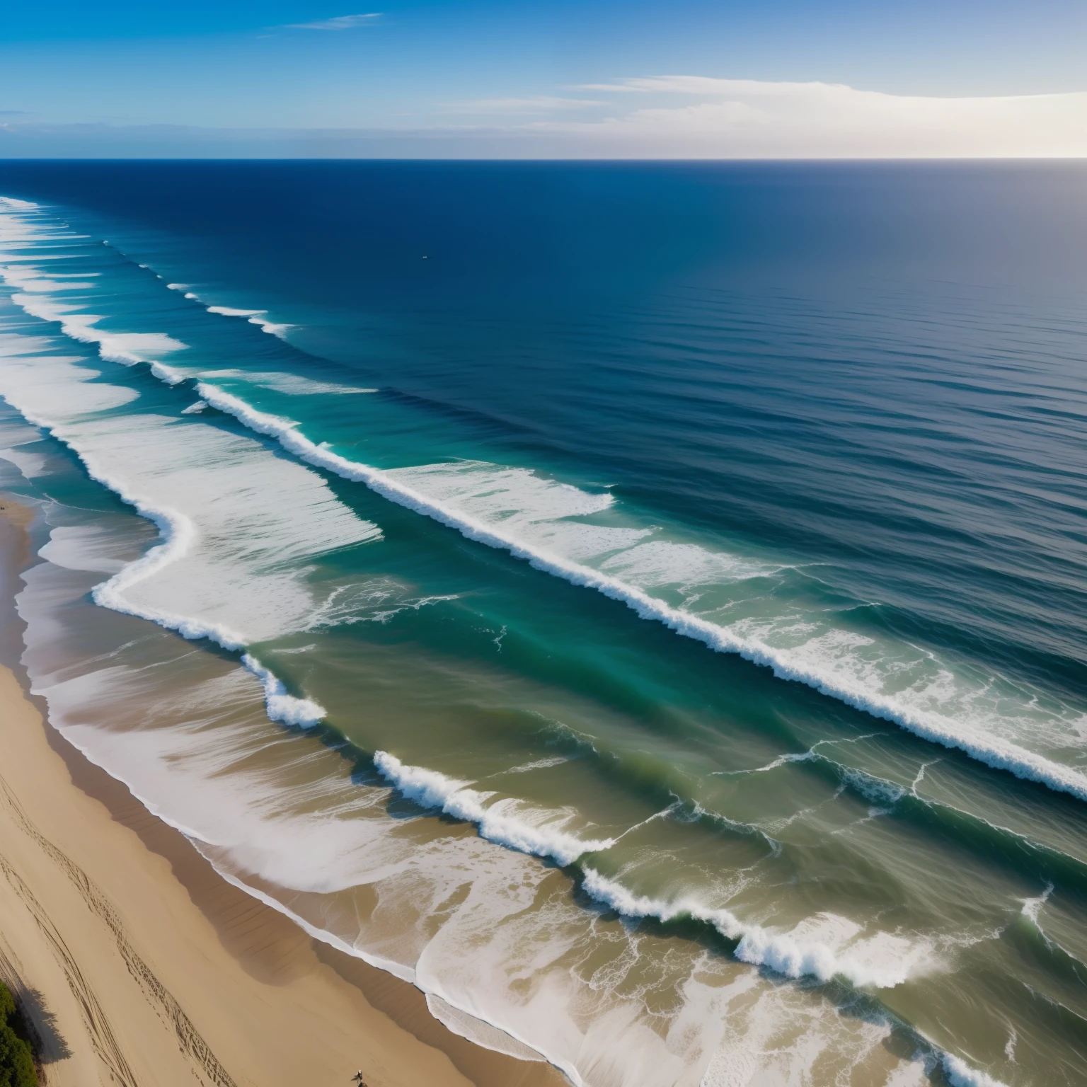 Uma praia,foto do oceano, palmeiras,areia de praia, qualidade de imagem alta, realista,180 dpi, tamanho grande,Most realistic image possible, coqueiro,oceano,areia.
