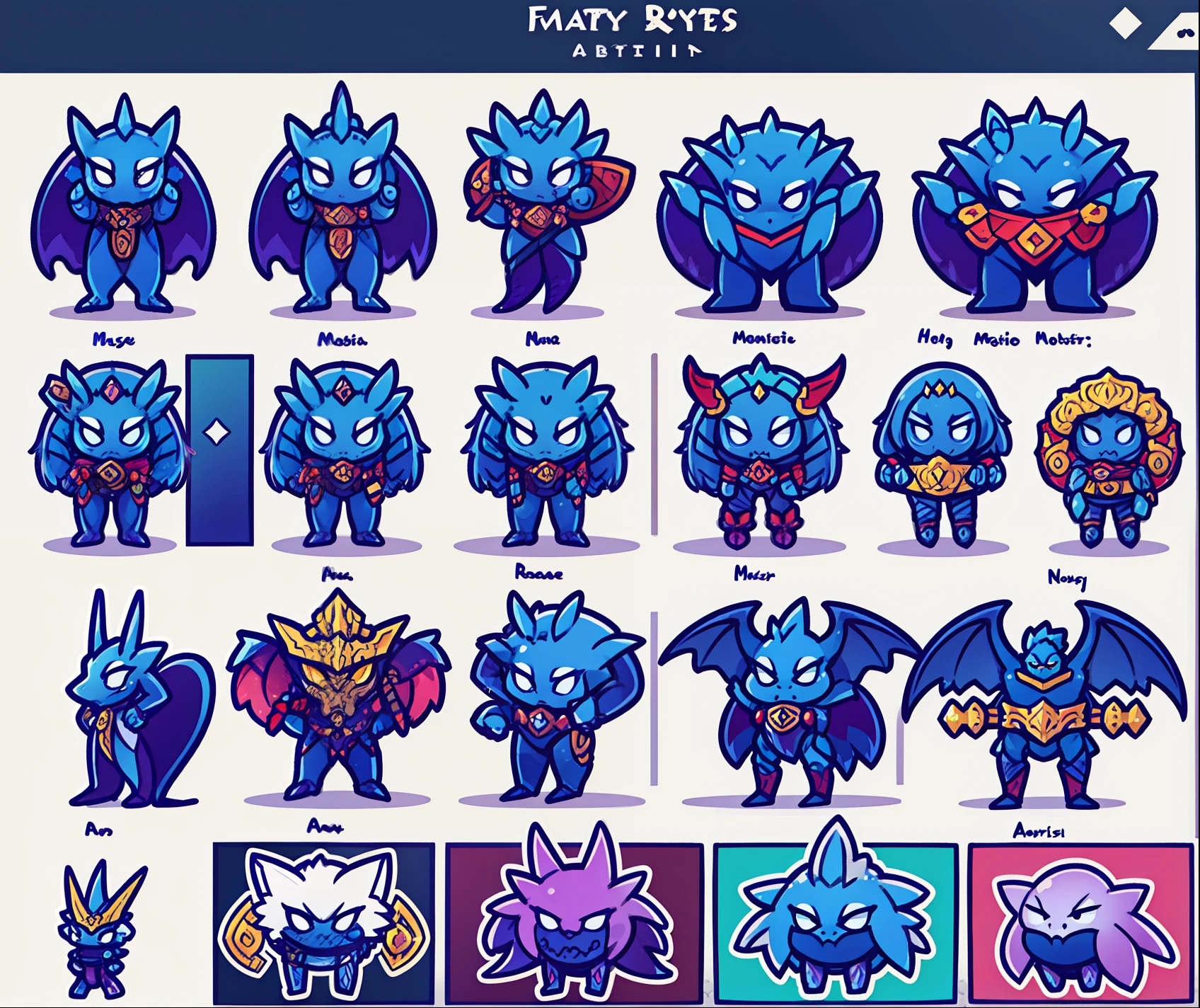 fantasy monster, by bestiary_style, masterpiece, best quality, minimalist, character chart, reference sheet, multiple poses