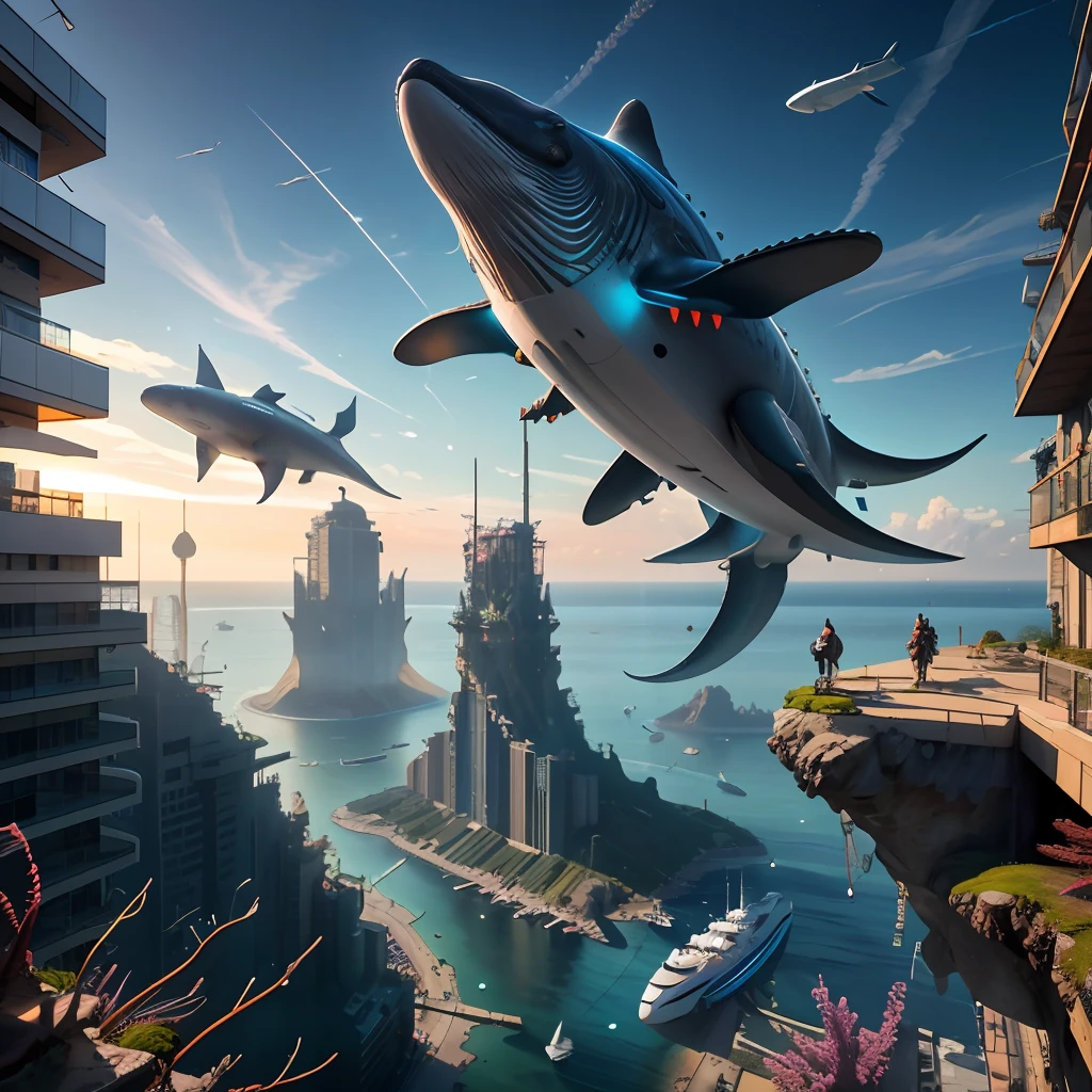 highres, shadows, absurdres, best_quality, ultra_detailed, 8k, extremely_clear, photograph, beautiful, sharp focus, hdr,
underwater, giant whale, fantastic location, dream, flying, underwater cyberpunk city