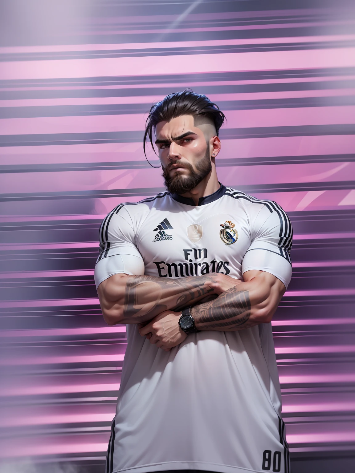 Real Madrid jersey new hair style angry beard eyes cool better looking handsome hot bodybuilder clean face real face original face show real face