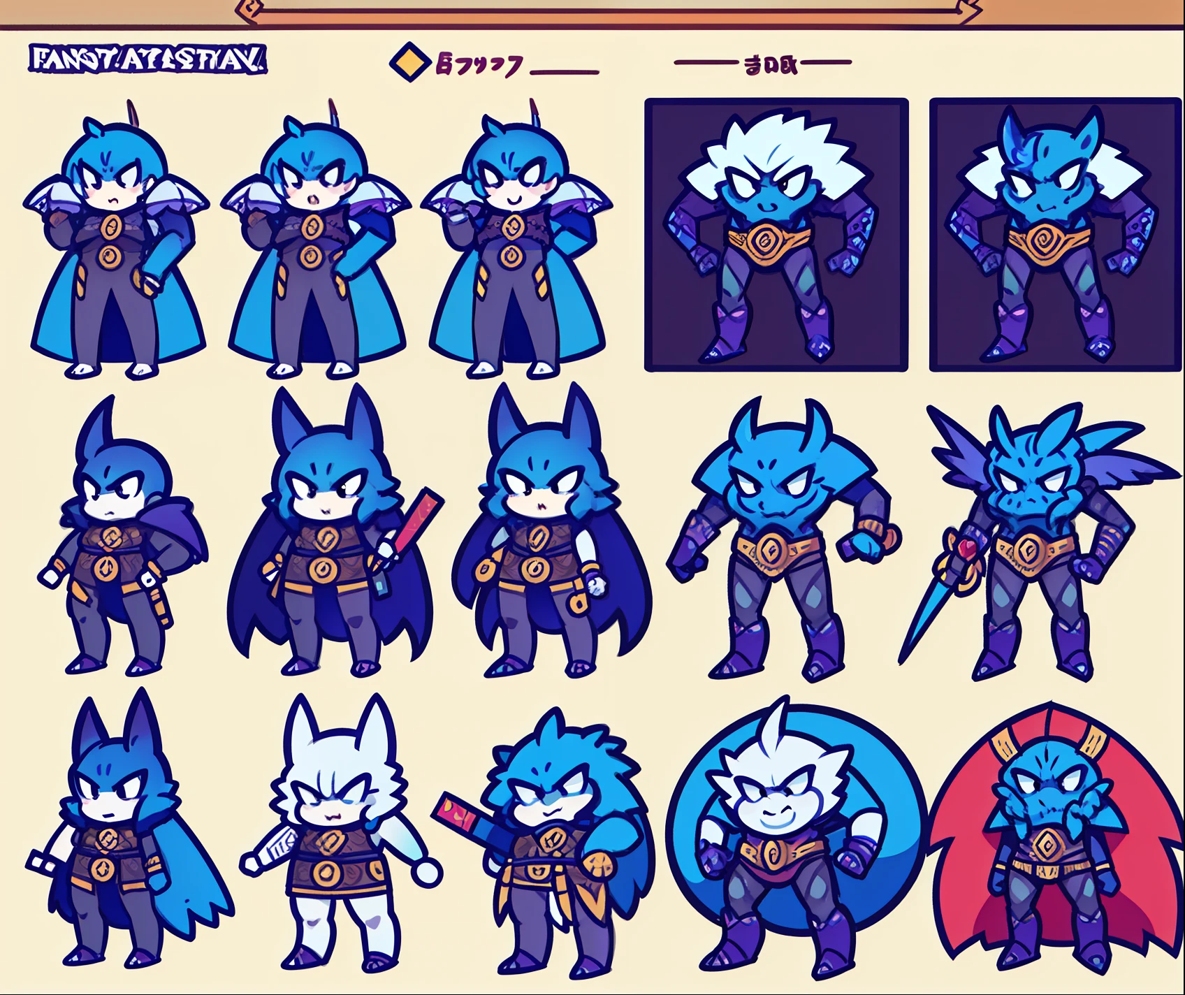 fantasy monster, by bestiary_style, masterpiece, best quality, minimalist, turnaround sheet, character chart, reference sheet, multiple poses