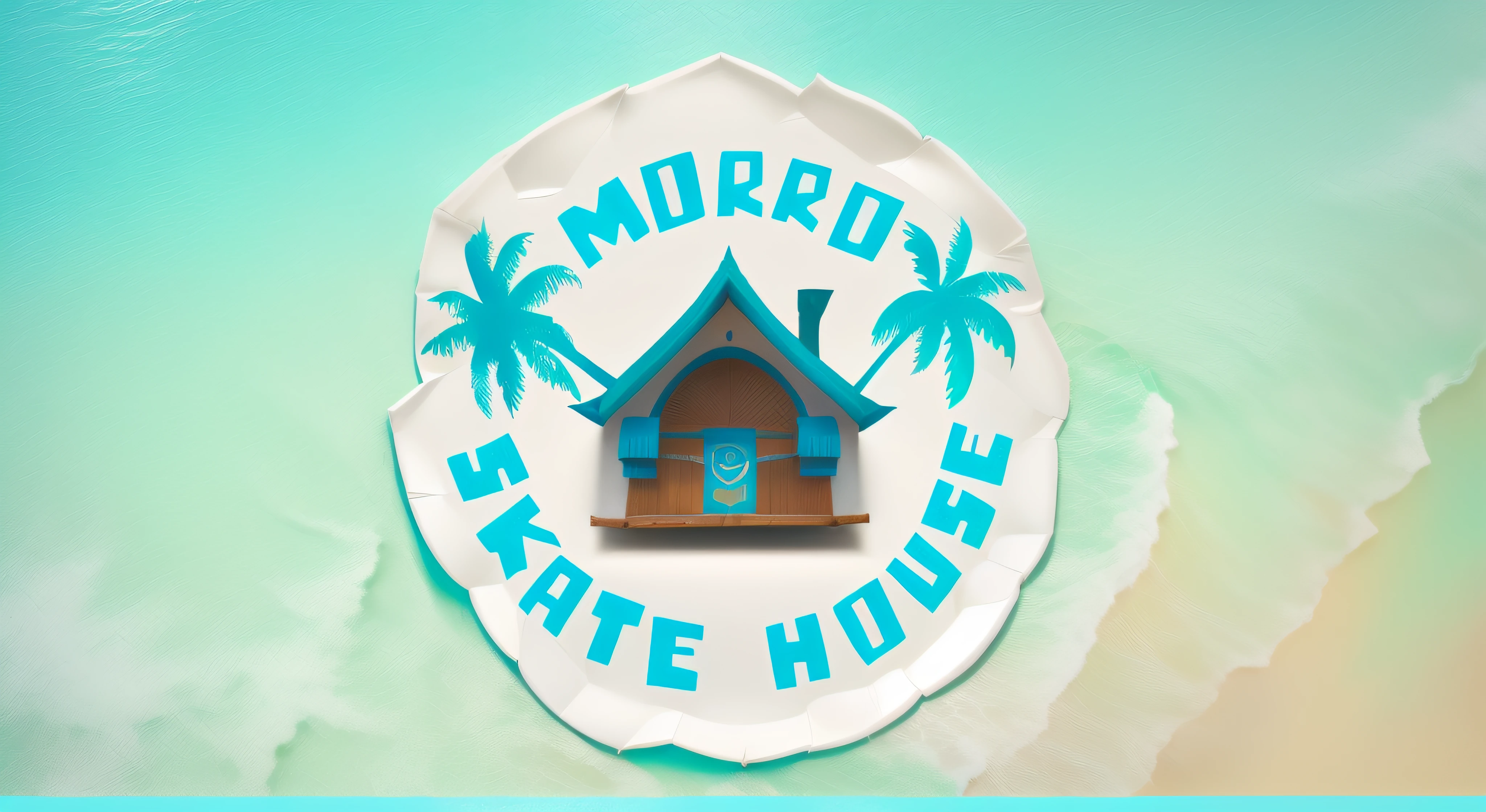 um close up de uma prancha de surf com uma casa e palmeiras sobre ela, etiqueta, ใ sciart ๐๐ mson, ๐ ๐ ๐ ๐, dia deve, ๐น๏ธ ๐ ๐ฌ, Logotypetype illustrated, mal-humorado, argamassa, ๐ฅ ๐ ๐น๏ธ ๐, Logo, Logo, skate, Caricato e simplista, logo arttype, ๐คฌ ๐คฎ ๐ ๐