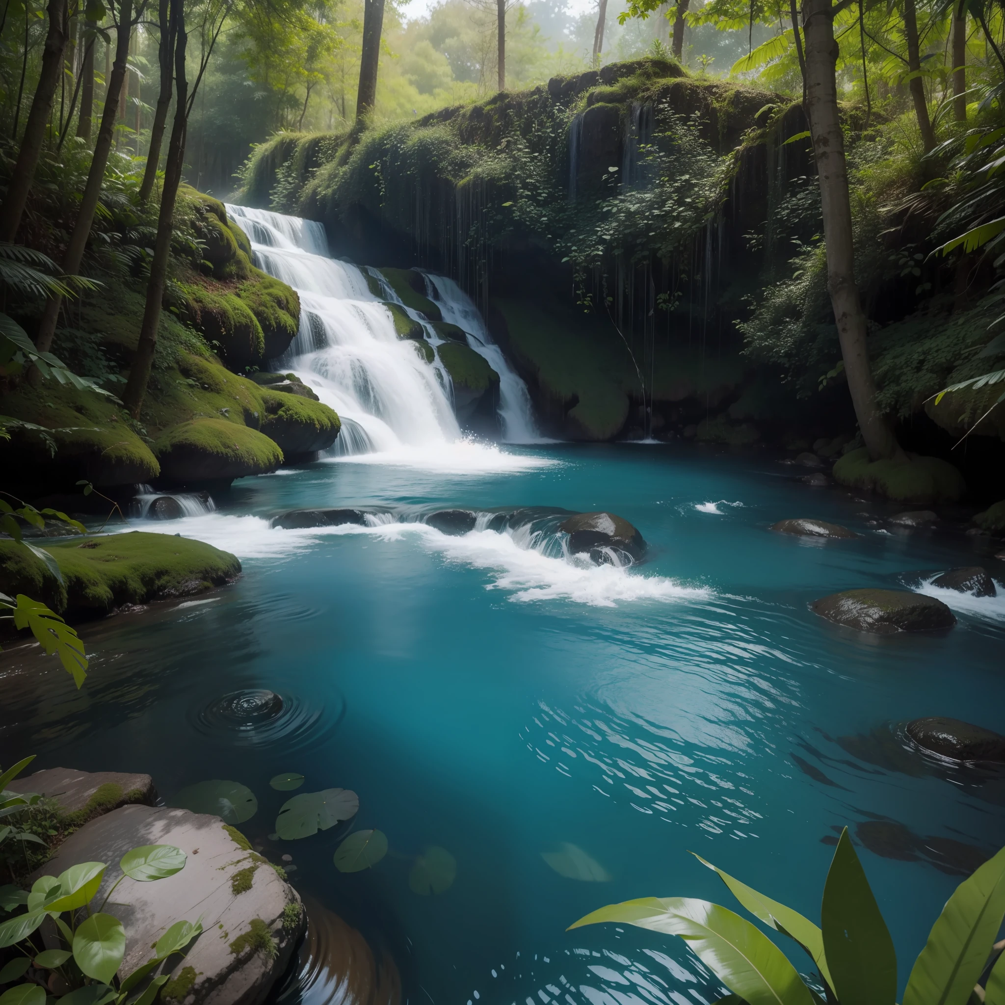Floresta,ultra realista,filtro azul escuro, nevoeiro,8k, qualidade alta,obra-prima,ultra realista,foto realista, qualidade mais alta