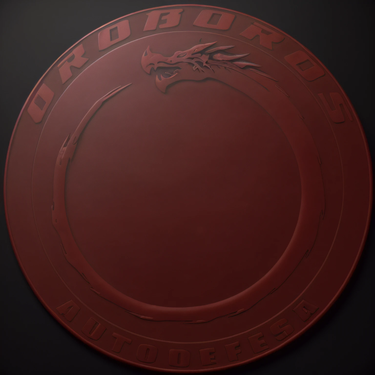 a closeup of a red circle with a black dragon on it, ouroboros, Dorohedoro, Directed by: Nicholas Borsos, Rounded logotype, Logótipotipo redondo, 3D Logo, Directed by: József Borsos, Directed by: Alejandro Obregon, logo arttype, metalic,