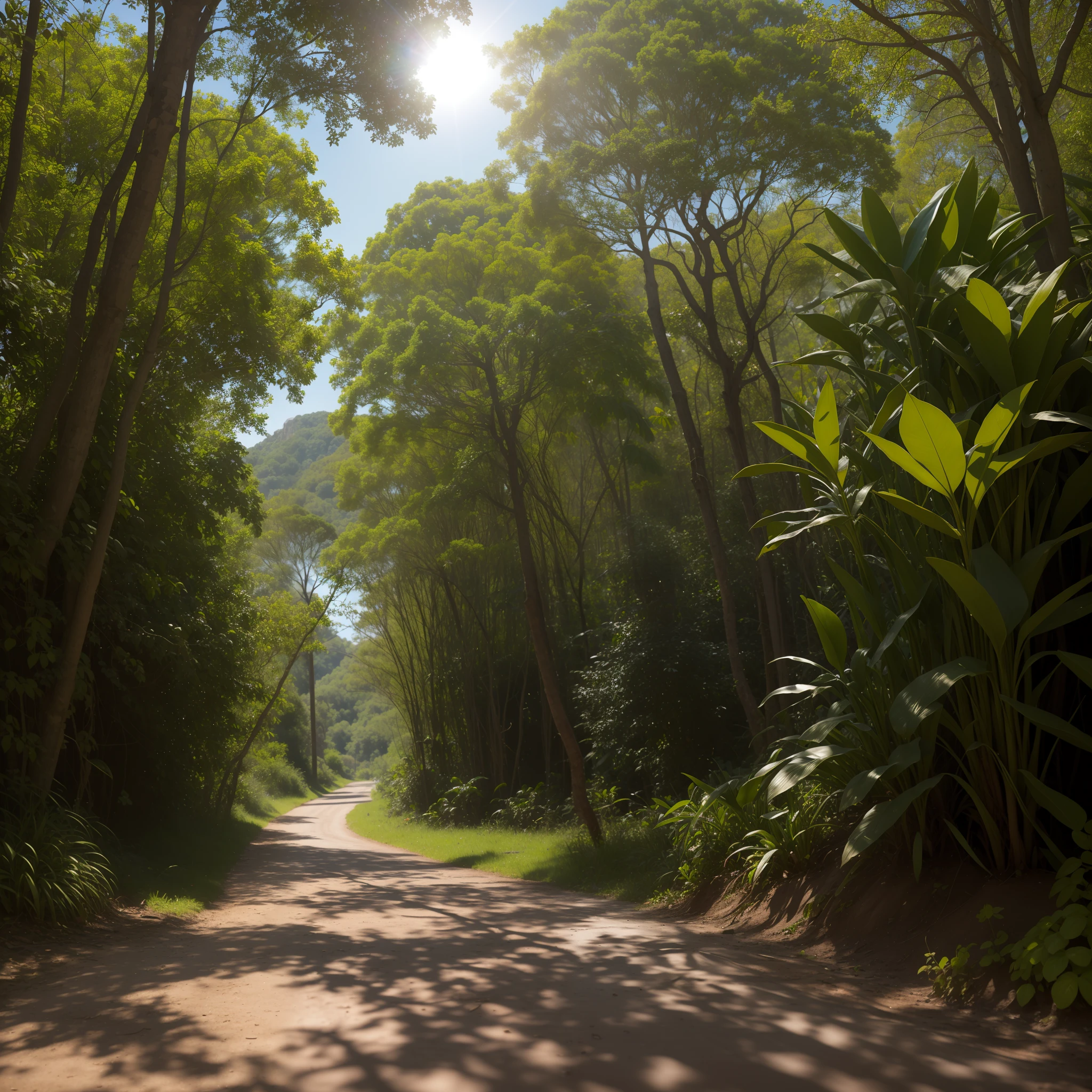 Highly detailed cinematic film still, paisagem grande angular filmada, mundo de selva de fantasia escura sobrenatural, aldeias, criaturas, (luscious greenery), (montanhas: 1.1), dense alien jungle, corpo tonificado, (altamente detalhado, hiperdetalhado, intrincado), (lente flare: 0.4), (bloom: 0.5), particle effects, cinematic lighthing, (soft-lighting: 0.6), sombras projetadas proeminentes, profundidade de campo profunda, (grain of film: 0.5), fotografado em uma Leica SL (Typ 601) Mirrorless Digital Camera,  Lente grande angular de 50 mm, abertura F2.8, foco profundo