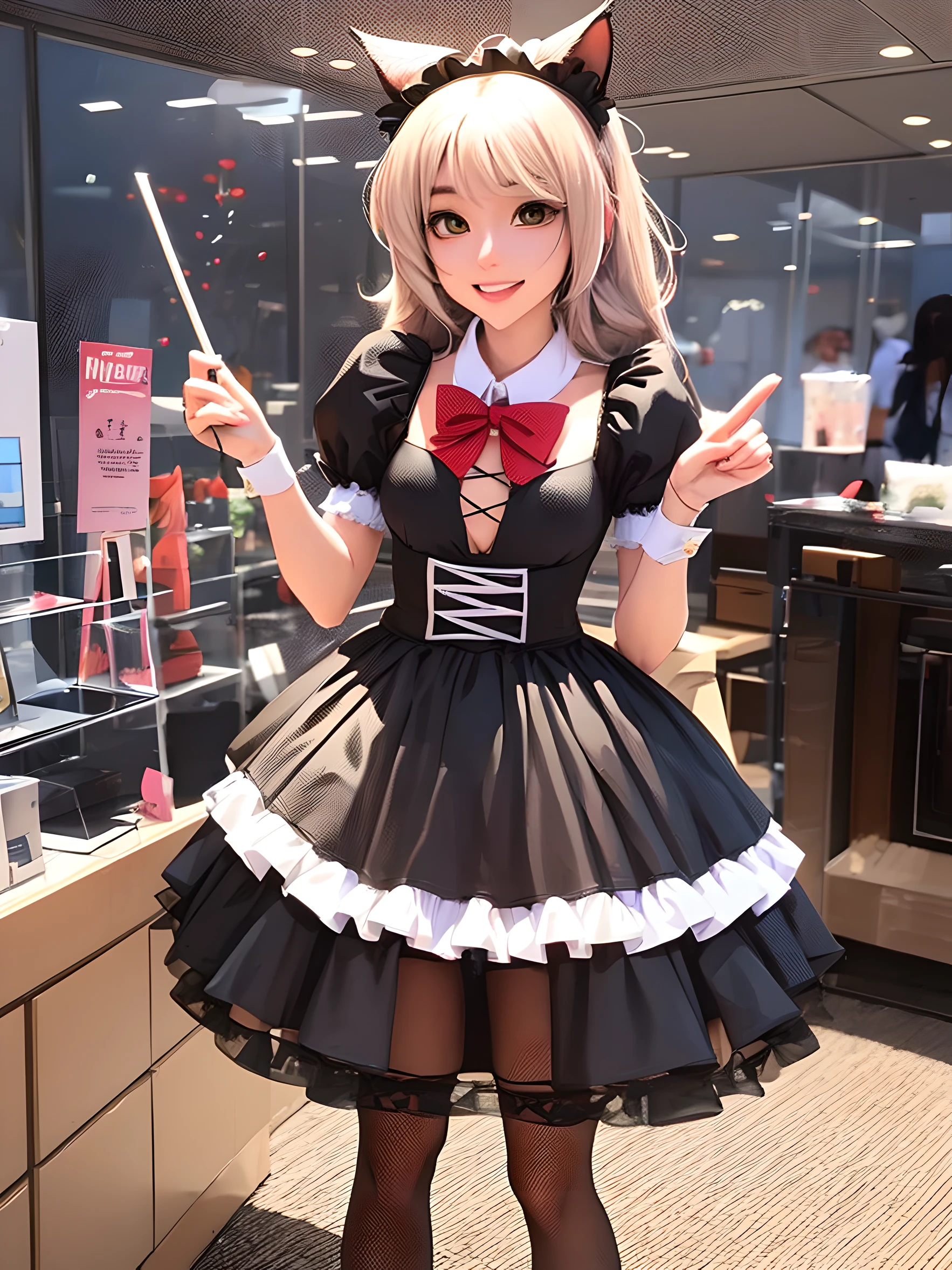 Anime girl cosplay, Anime Cosplay, Cosplay, cosplayer, Bunny Girl, cosplay of a catboy! maid! Dress, Nekomimi, full-cosplay, Poses variadas, attractive cat girl, Anime Character; Full Body Art, professional cosplay