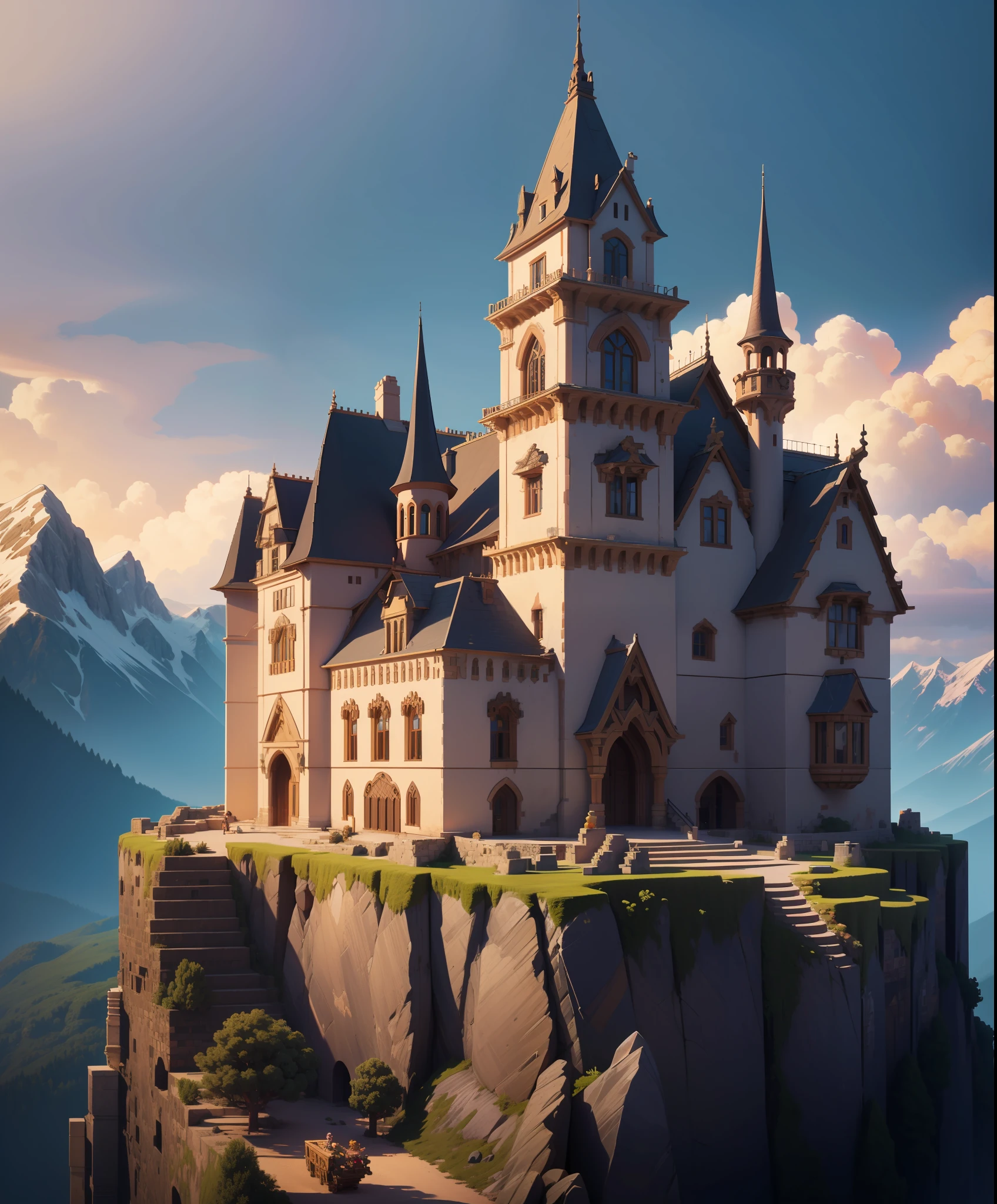 A forbidden castle high up in the mountains, pixel art, (intricate details:1.12), hdr, (intricate details, hyperdetailed:1.15), (natural skin texture, hyperrealism, soft light, sharp:1.2), game art, key visual, surreal