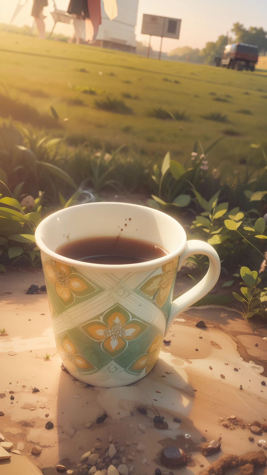 Change this cup into Grass and smoke