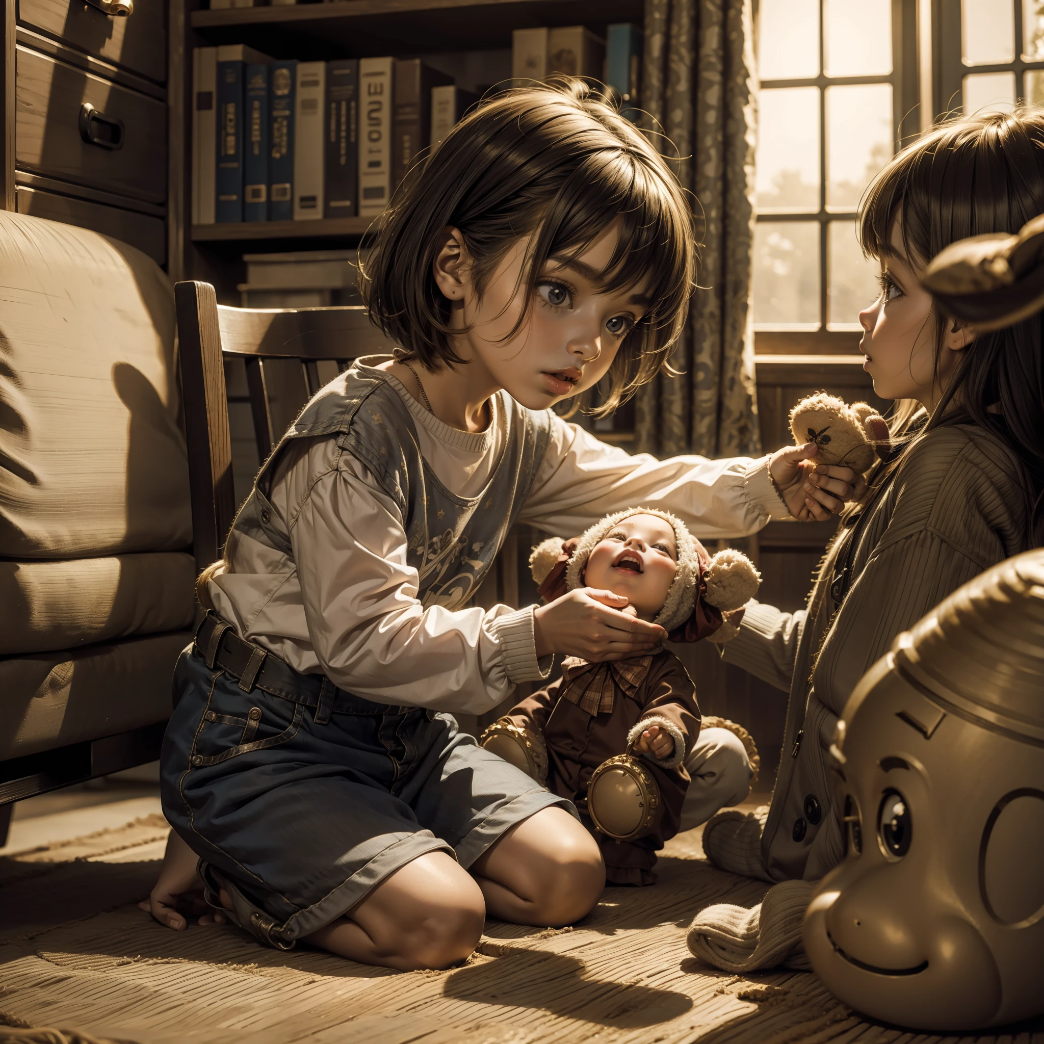 A child playing with a doll
