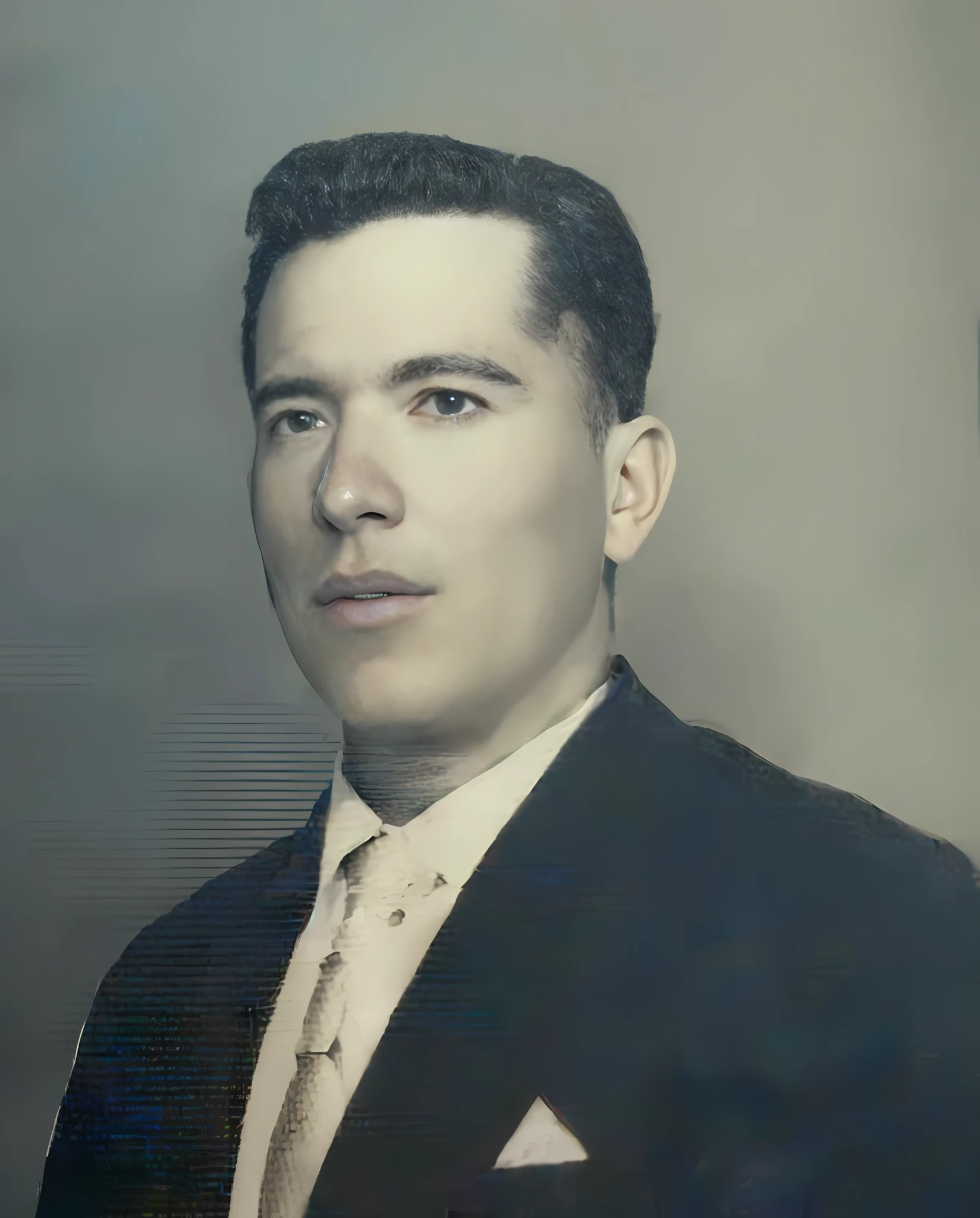 Please, improve the definition of this latin men's image, avoid disfiguring him, avoid turning him into another person, make high level of detail, make with high definition and accurate details, with high realism, hyper realism, super real, skin with highly detailed texture, amazing realism, with tie.