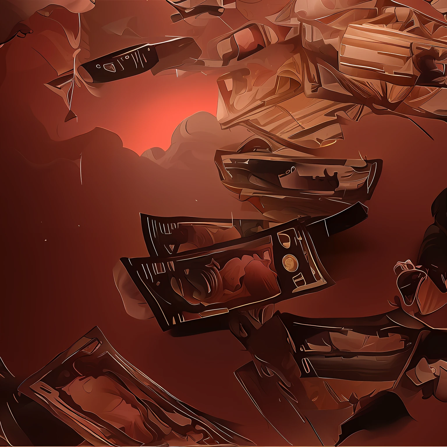 There is an image of a pink sky with money flying in the air, dinheiro e calcinha, money falling from the sky, arte de fundo, raining dollars, Arte de fundo, Cyril Rolando e arte 3d3, nuvens cor-de-rosa, papel de parede do pc, Loish |, arte conceitual, arte conceitual, high quality desktop wallpaper, Directed by: Cyril Rolando, Pink Slime em todos os lugares