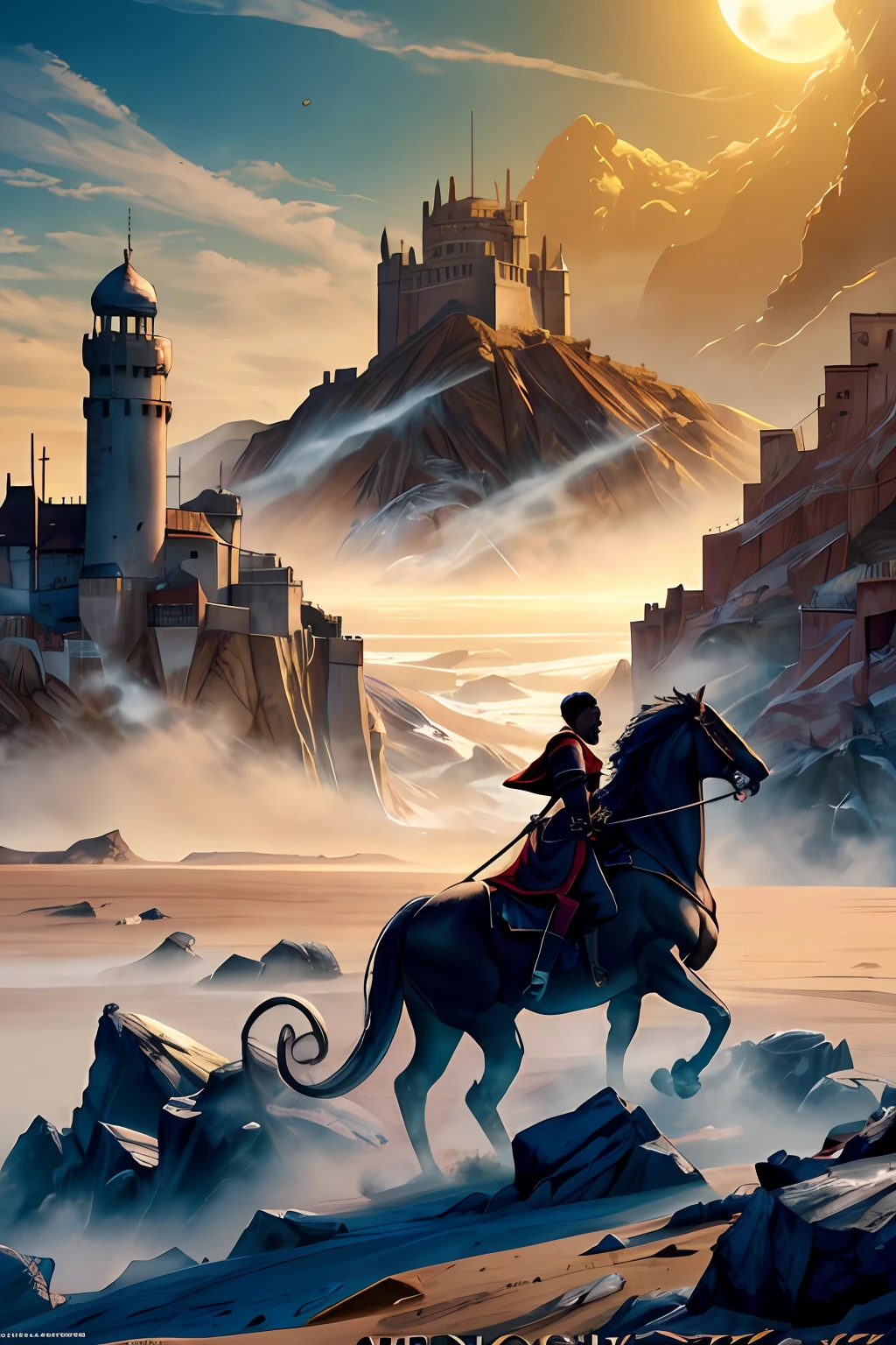 Donjons et dragons, Epic movie poster, barbare, Vaste corps, musculaire, cheveux noirs, Cheveux courts, Des hommes avec une cape chargeant dans la bataille,
Chevaucher une glace vicieuse [loup|lion] animal leather (Windy dust debris storm:1.1) volumeric lighting, brouillard dense, brouillard de profondeur, friche, pierres, Dry land, fissures dans le sol, very bright morning sun from the side, (Masterpiece) (Best quality) (Detailed) (8k) (lighting cinematic) (mise au point nette) (complexe),
